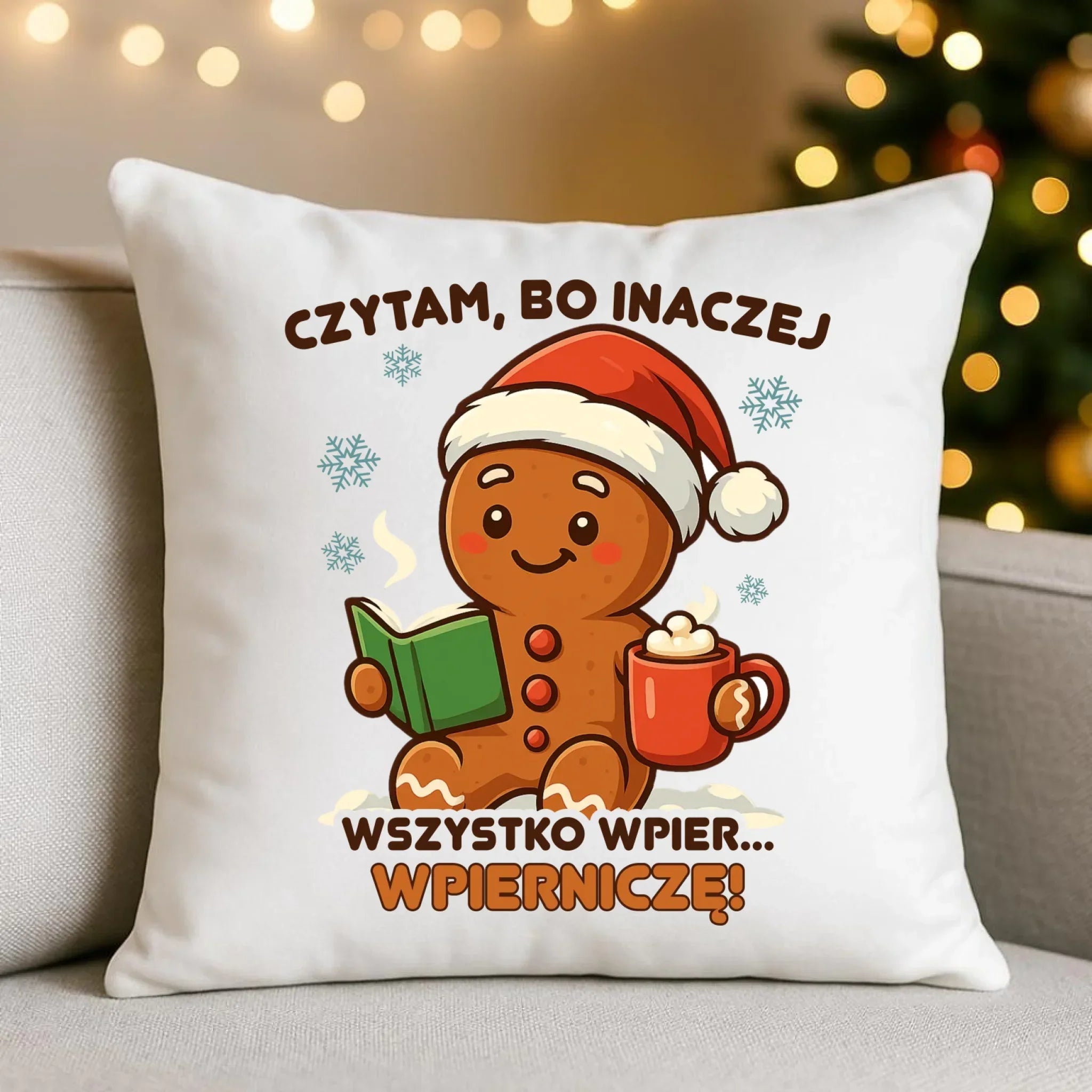 Poduszka świąteczna - Czytam, bo inaczej wszystko wpier... wpierniczę BN79 - StoryCups.pl