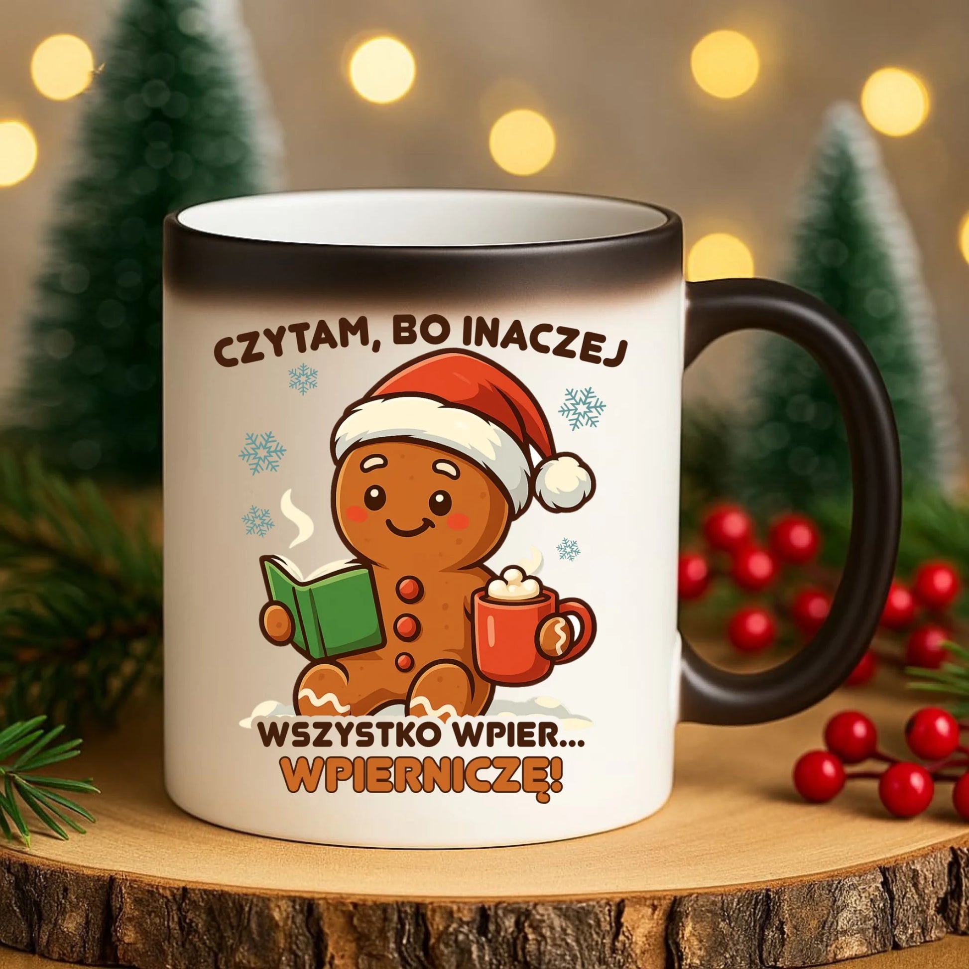 Kubek magiczny świąteczny - Czytam, bo inaczej wszystko wpier... wpierniczę BN79 - StoryCups.pl