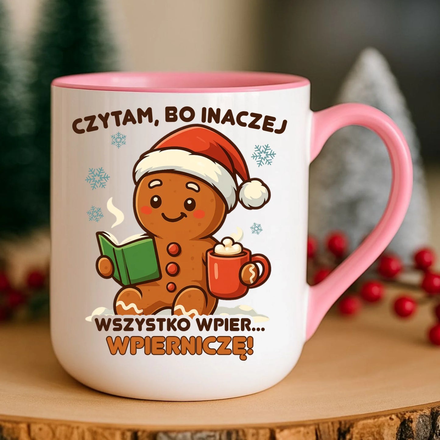 Kubek elegant świąteczny - Czytam, bo inaczej wszystko wpier... wpierniczę BN79 - StoryCups.pl