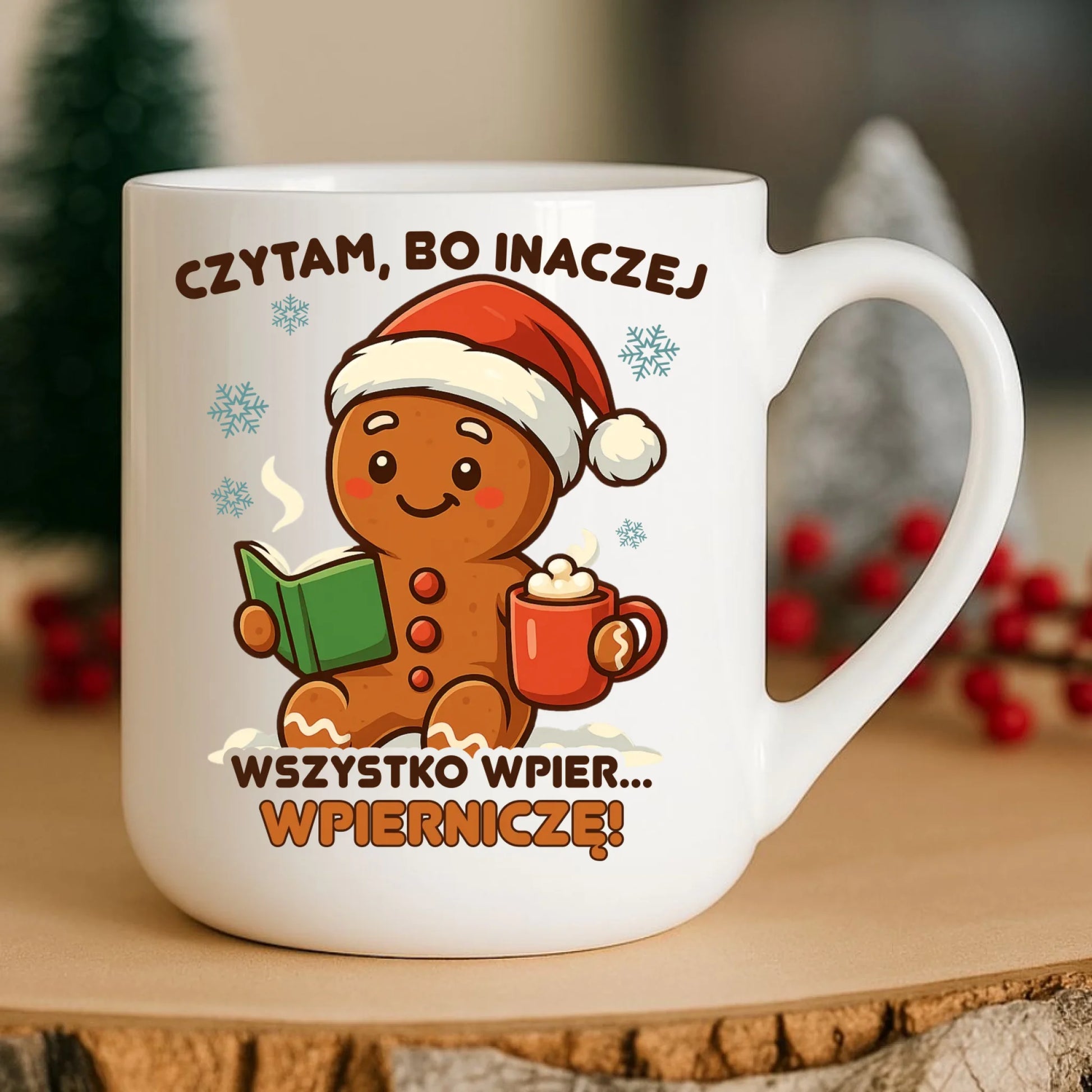 Kubek elegant świąteczny - Czytam, bo inaczej wszystko wpier... wpierniczę BN79 - StoryCups.pl