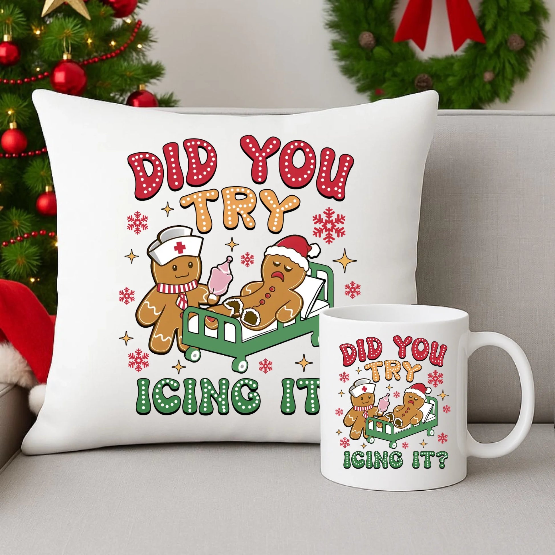 Zestaw poduszka i kubek świąteczny - Did you try icing it? BN78 - StoryCups.pl