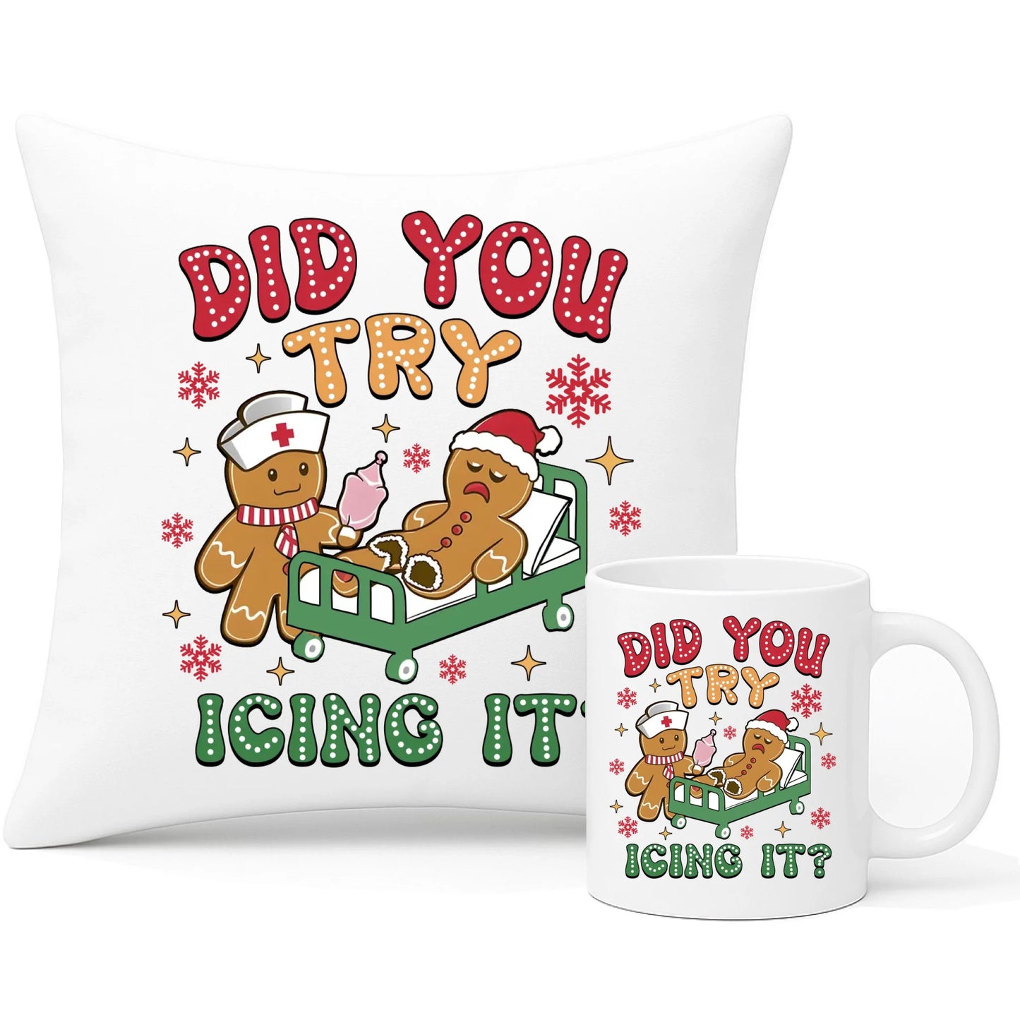 Zestaw poduszka i kubek świąteczny - Did you try icing it? BN78 - StoryCups.pl