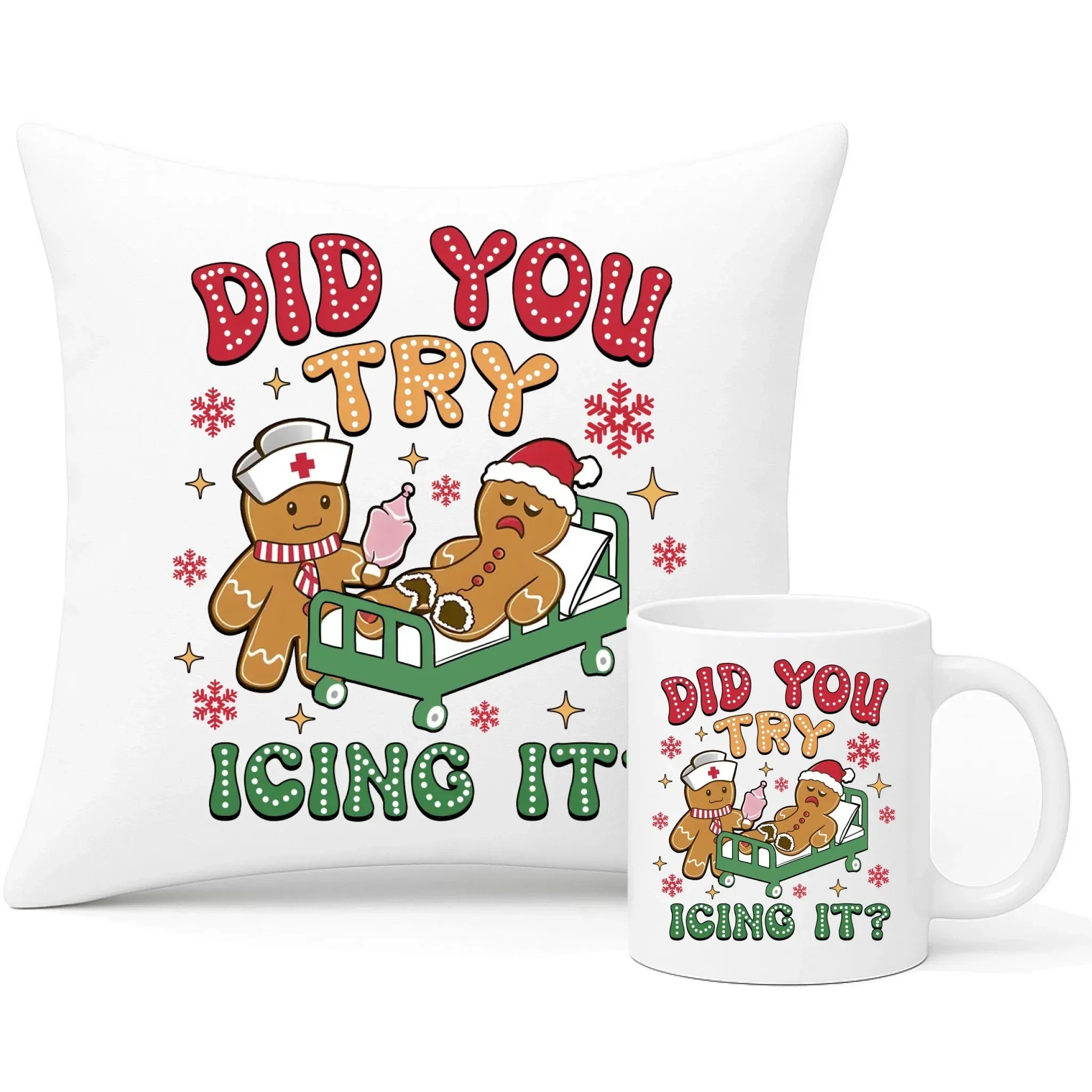 Zestaw poduszka i kubek świąteczny - Did you try icing it? BN78 - StoryCups.pl