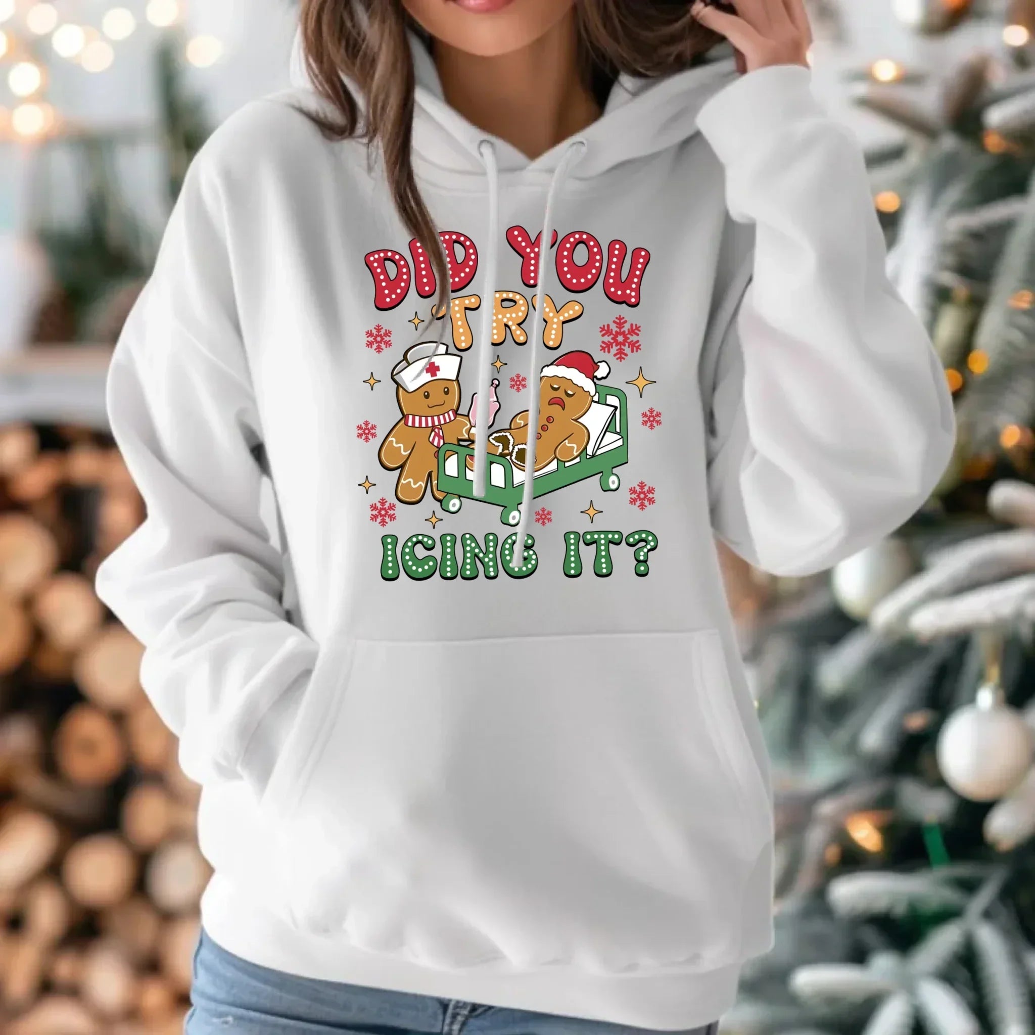 Bluza damska z kapturem świąteczna - Did you try icing it? BN78 - StoryCups.pl