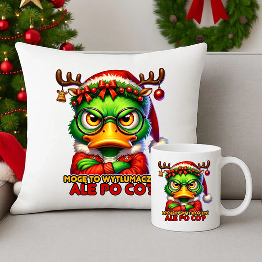 Zestaw poduszka i kubek świąteczny - Mogę to wytłumaczyć Ale po co? BN77 - StoryCups.pl