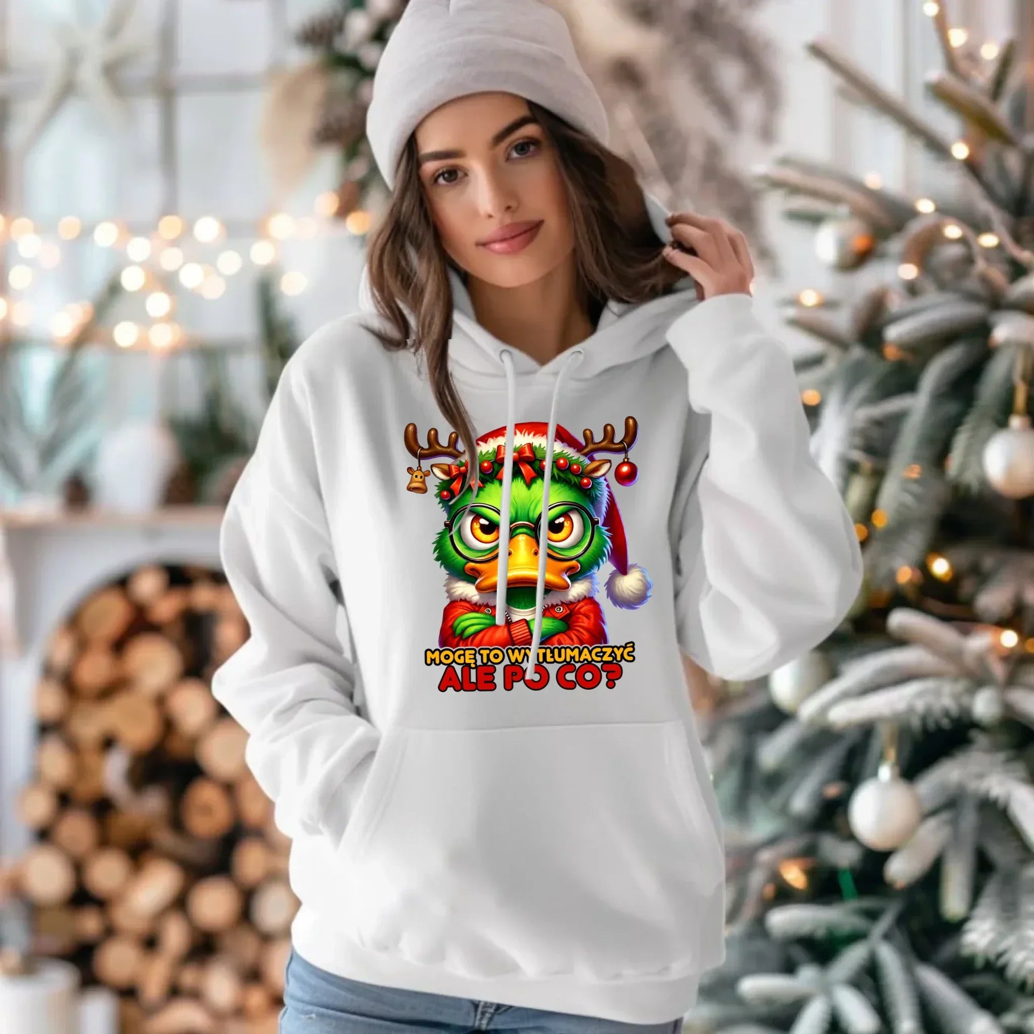 Bluza damska z kapturem świąteczna - Mogę to wytłumaczyć Ale po co? BN77 - StoryCups.pl