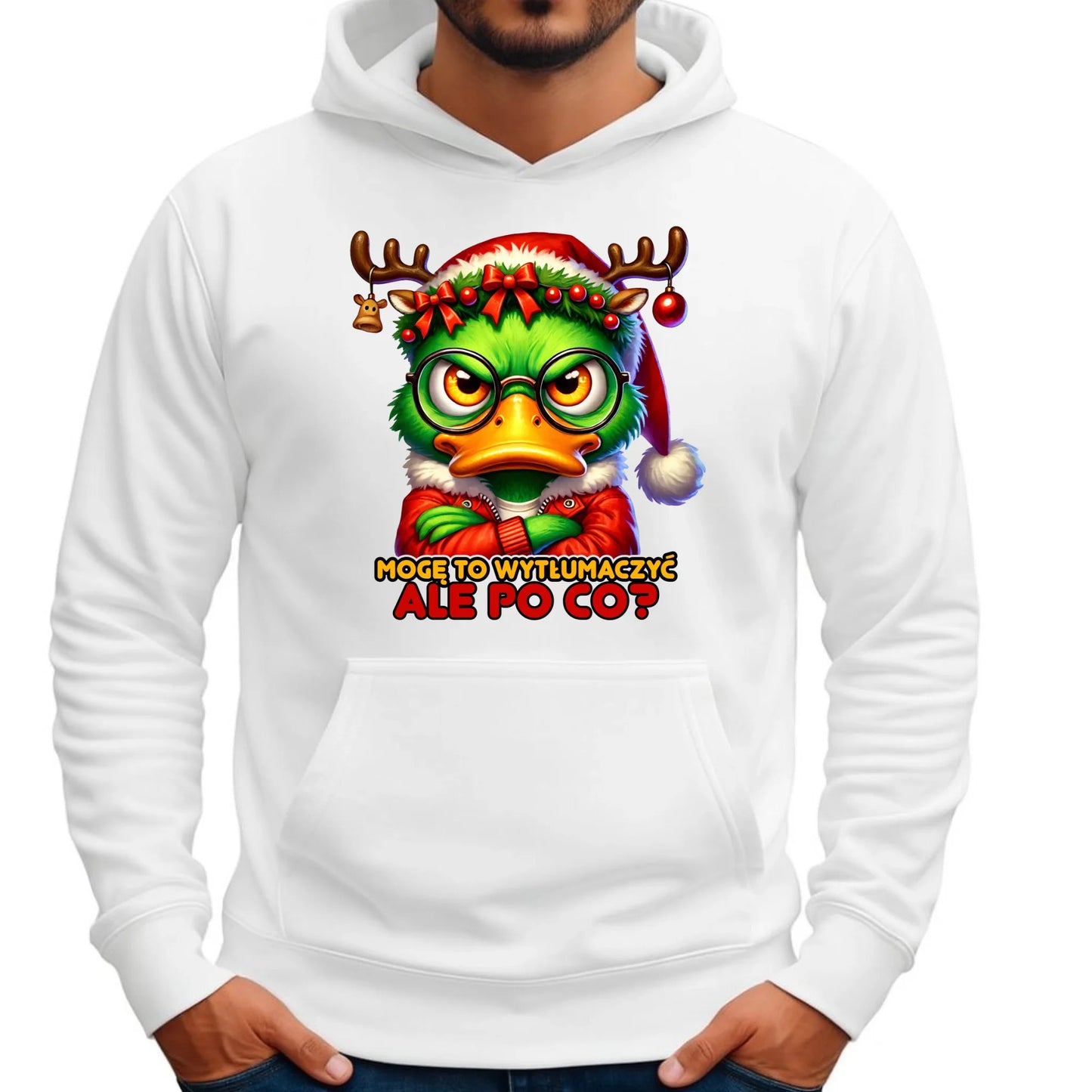 Bluza męska z kapturem świąteczna - Mogę to wytłumaczyć Ale po co? BN77 - StoryCups.pl