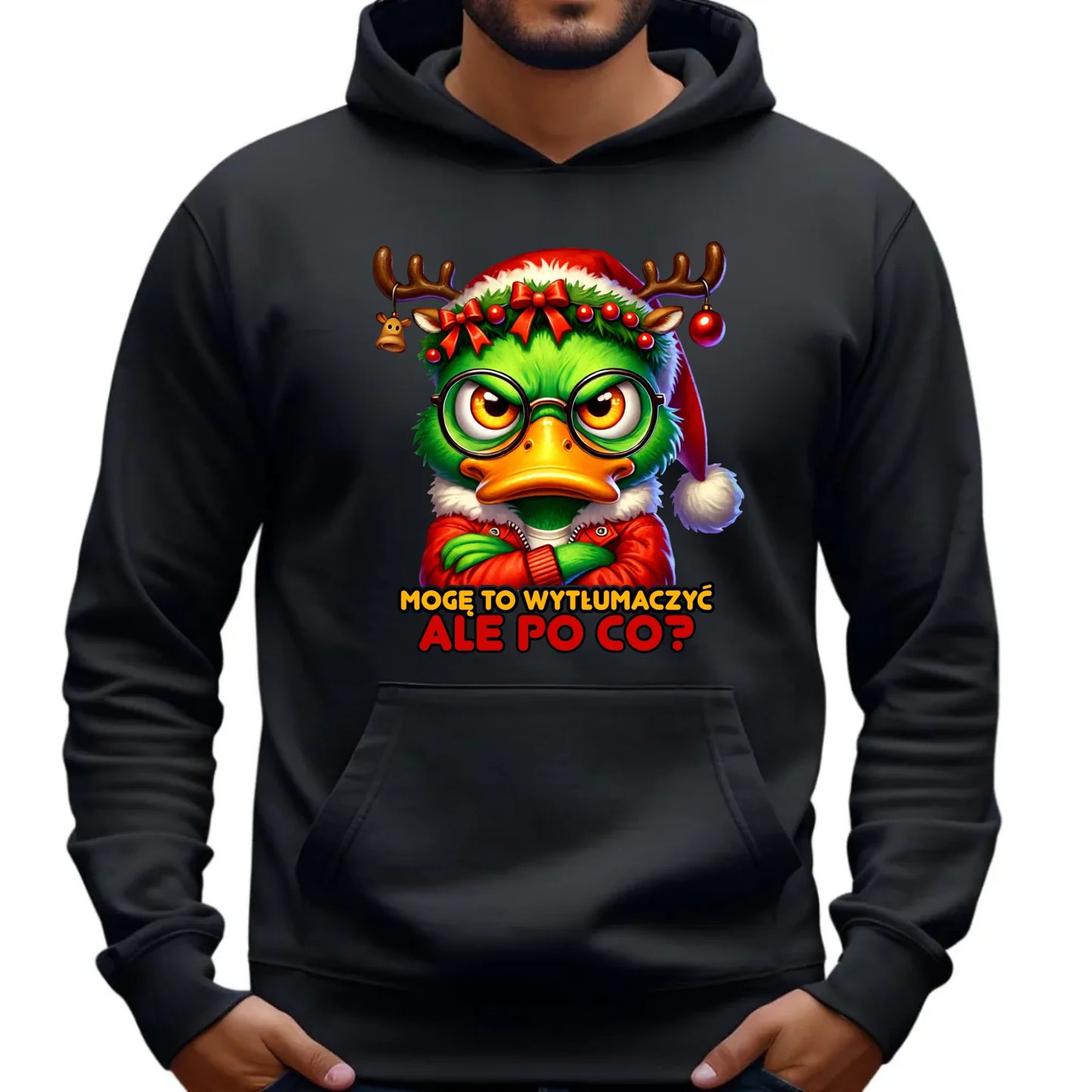 Bluza męska z kapturem świąteczna - Mogę to wytłumaczyć Ale po co? BN77 - StoryCups.pl