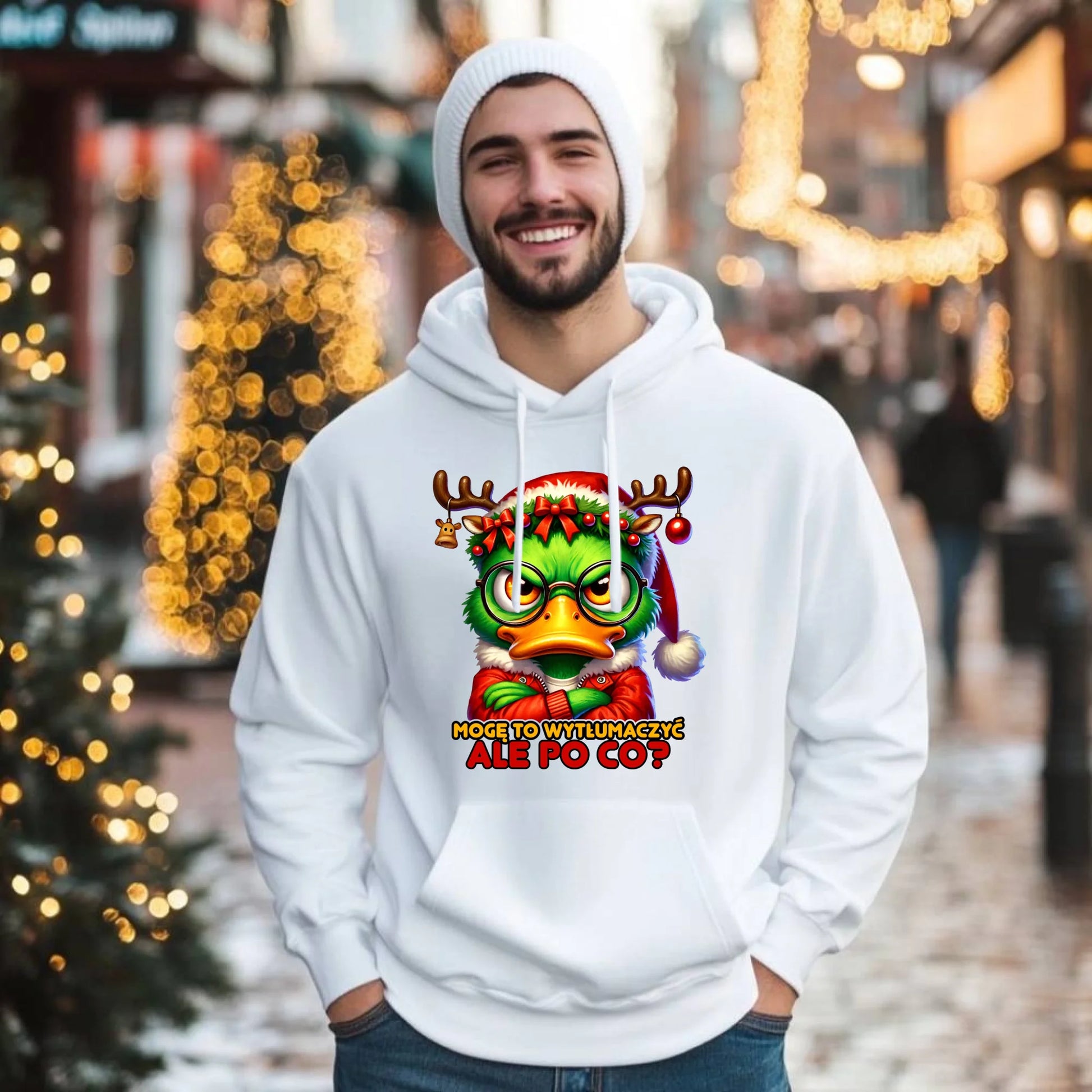 Bluza męska z kapturem świąteczna - Mogę to wytłumaczyć Ale po co? BN77 - StoryCups.pl