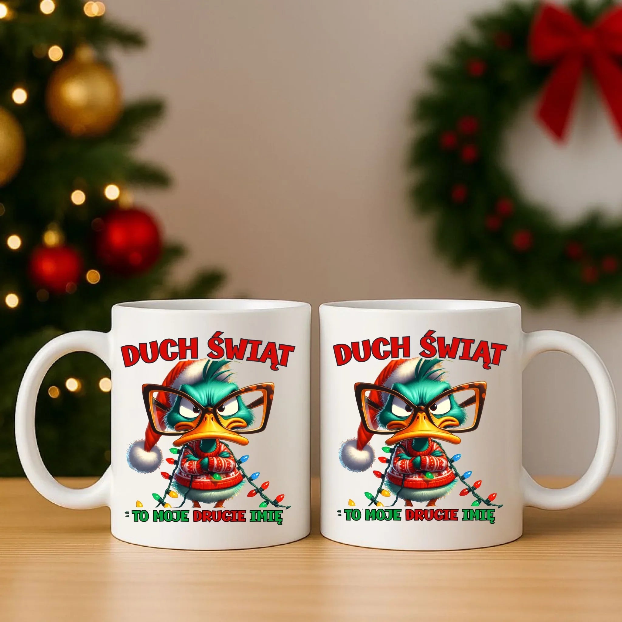 Zestaw poduszka i kubek świąteczny - Duch Świąt to moje drugie imię BN76 - StoryCups.pl