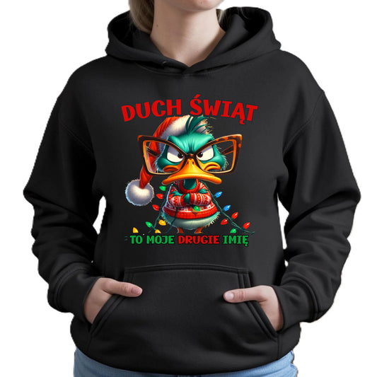 Bluza damska z kapturem świąteczna - Duch Świąt to moje drugie imię BN76 - StoryCups.pl