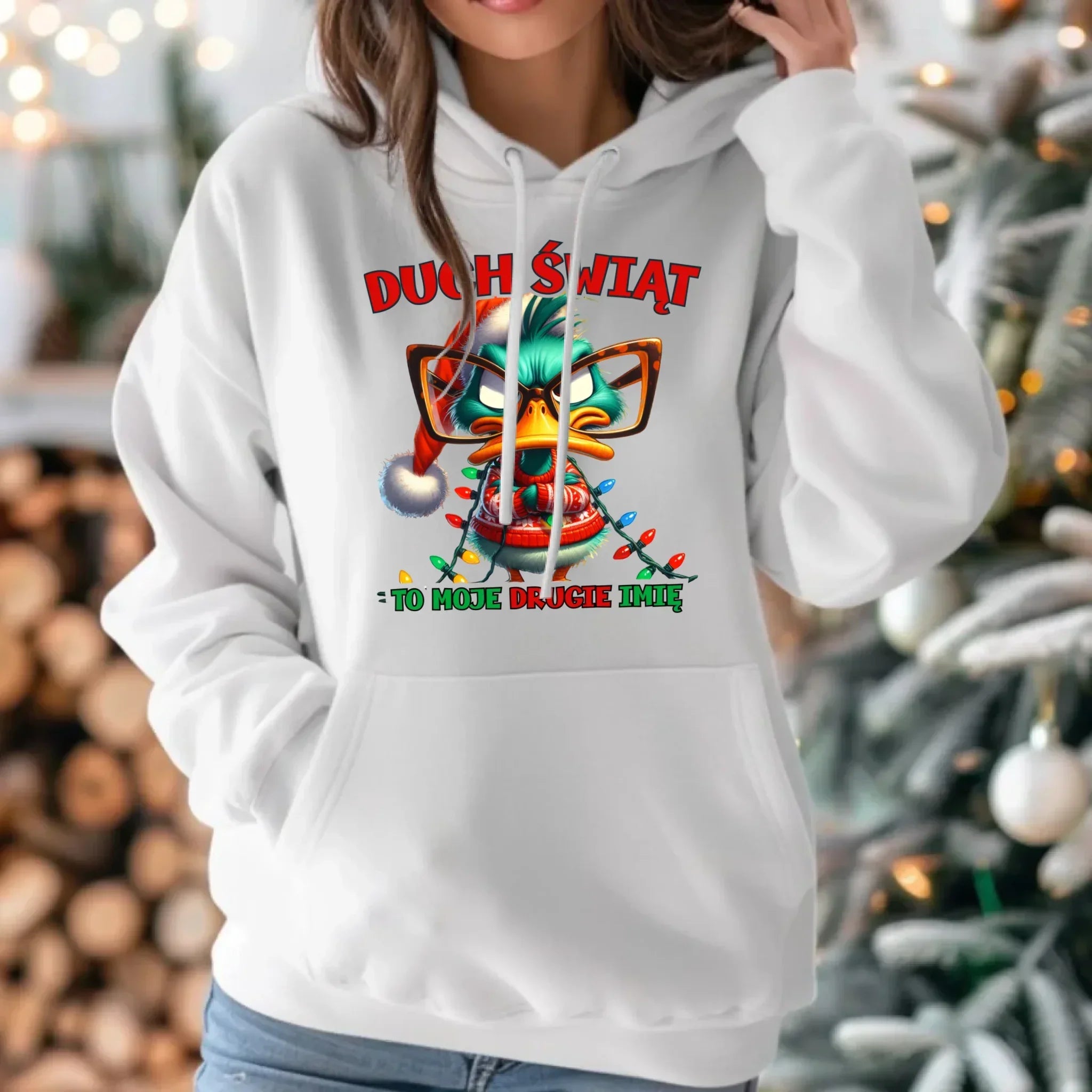 Bluza damska z kapturem świąteczna - Duch Świąt to moje drugie imię BN76 - StoryCups.pl