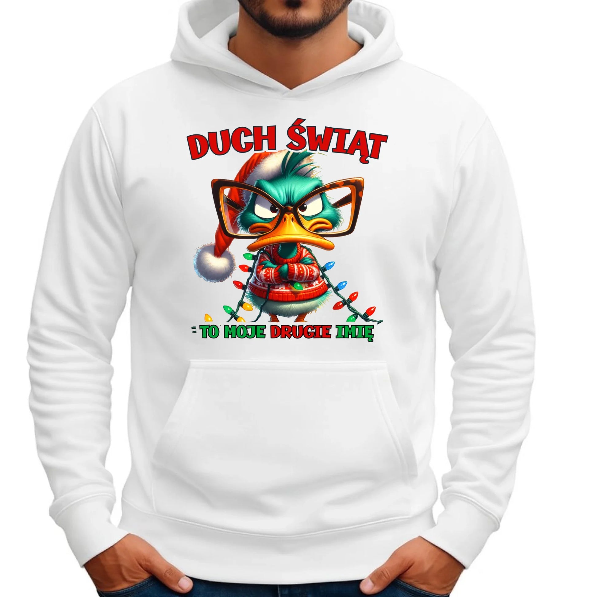 Bluza męska z kapturem świąteczna - Duch Świąt to moje drugie imię BN76 - StoryCups.pl