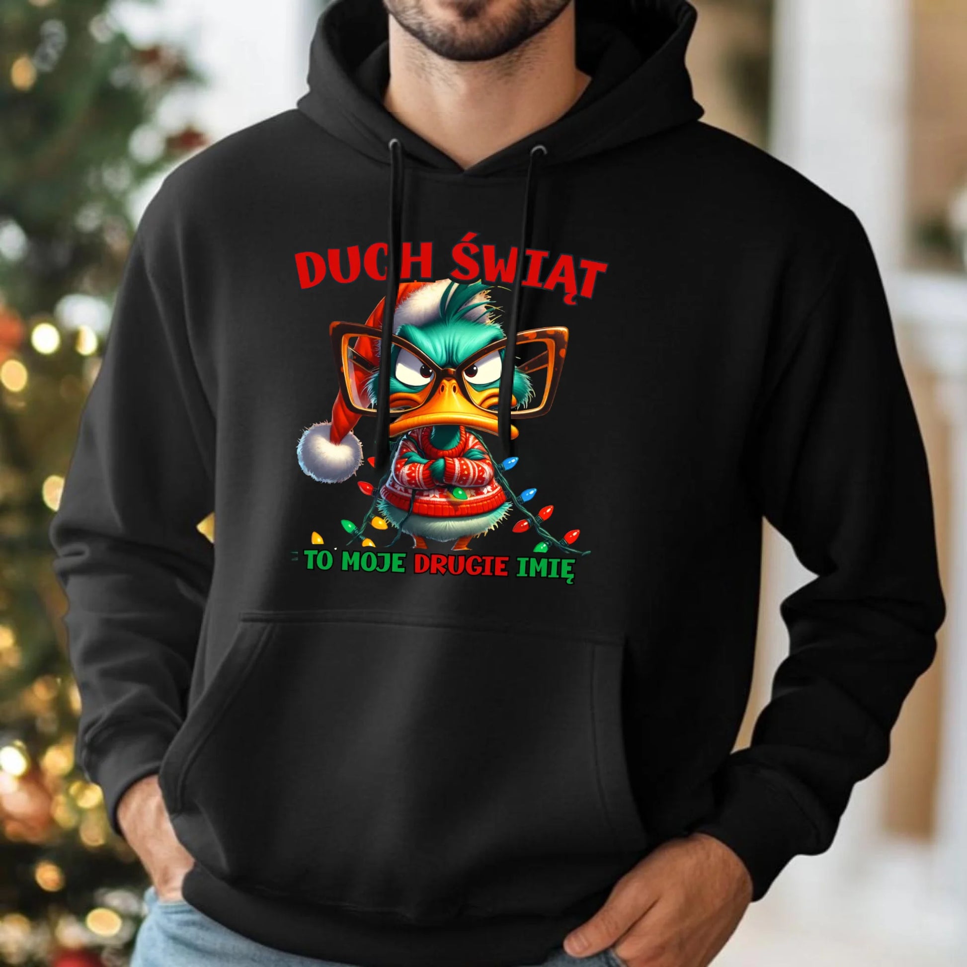 Bluza męska z kapturem świąteczna - Duch Świąt to moje drugie imię BN76 - StoryCups.pl