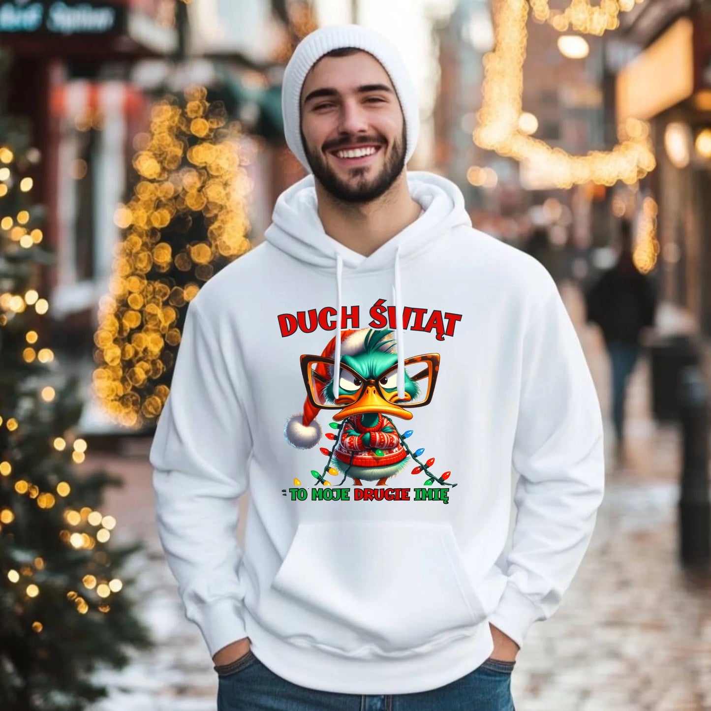 Bluza męska z kapturem świąteczna - Duch Świąt to moje drugie imię BN76 - StoryCups.pl