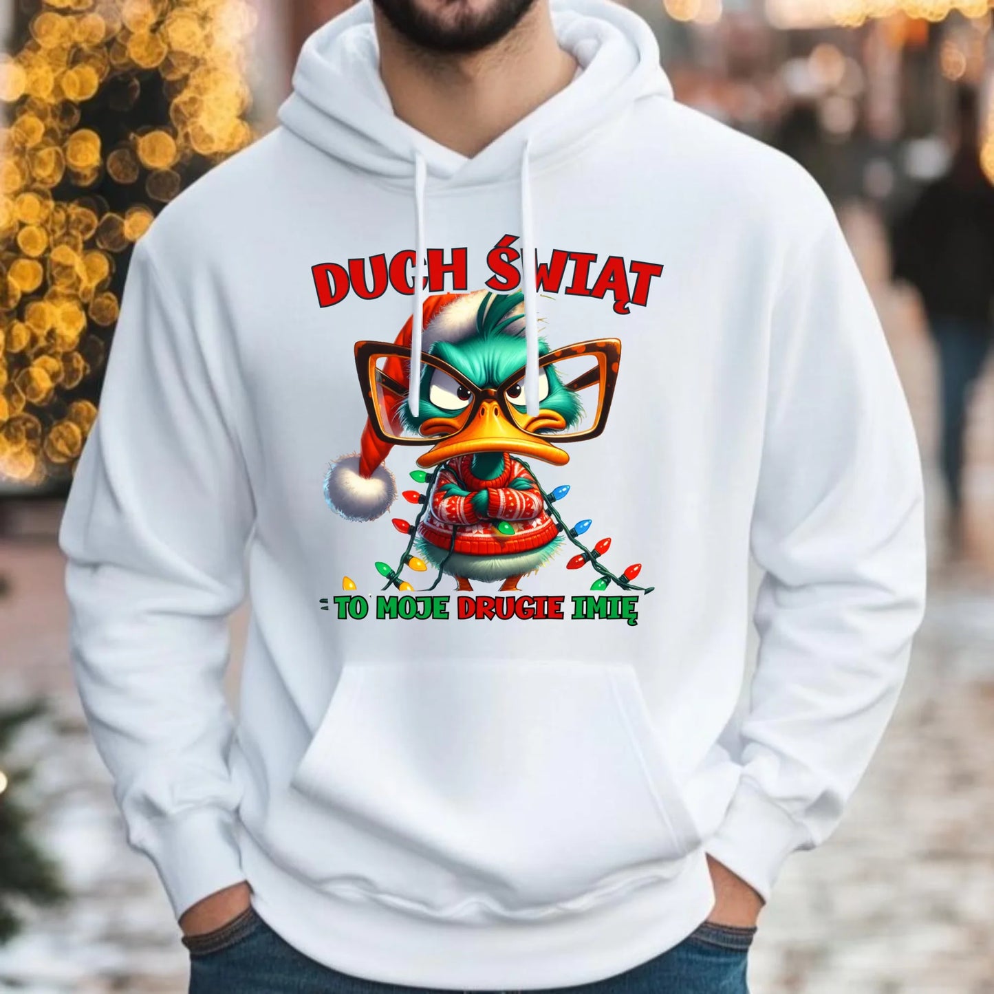 Bluza męska z kapturem świąteczna - Duch Świąt to moje drugie imię BN76 - StoryCups.pl
