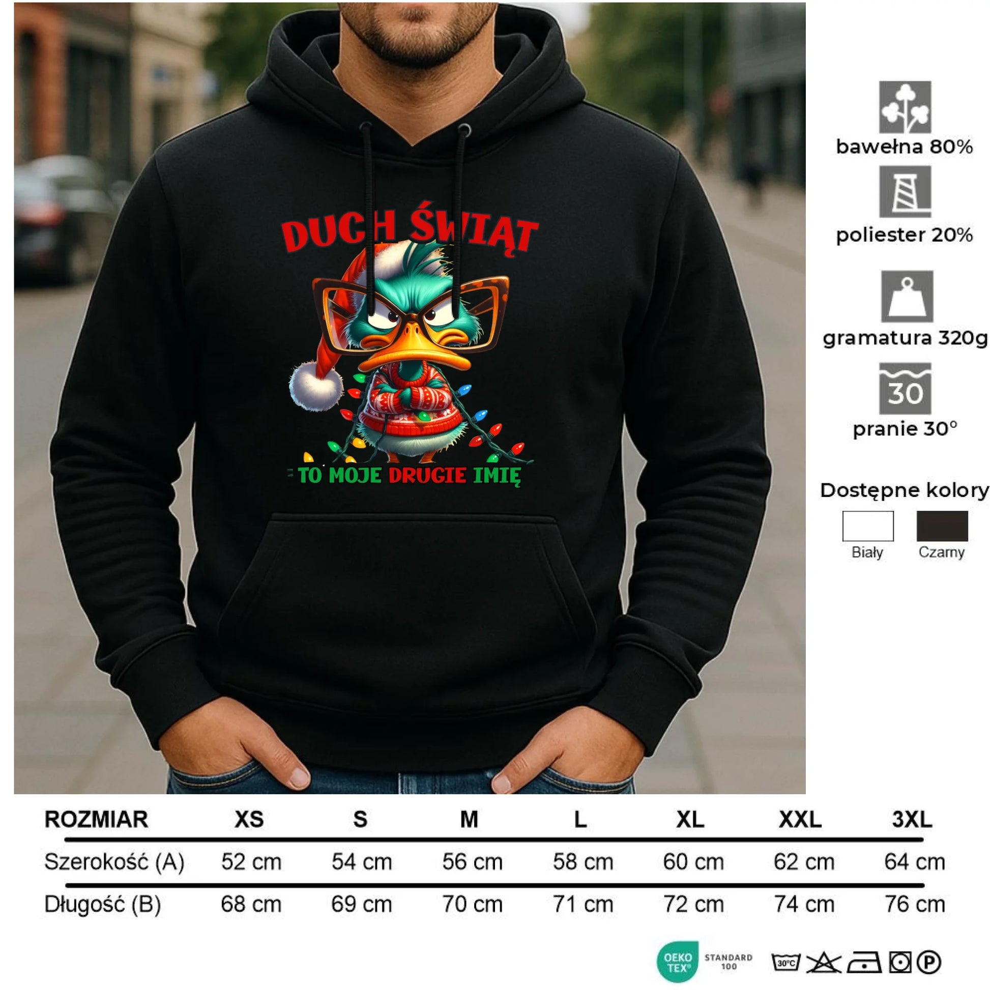 Bluza męska z kapturem świąteczna - Duch Świąt to moje drugie imię BN76 - StoryCups.pl