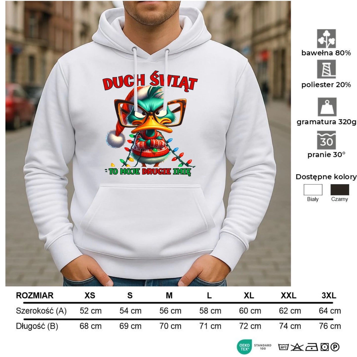 Bluza męska z kapturem świąteczna - Duch Świąt to moje drugie imię BN76 - StoryCups.pl