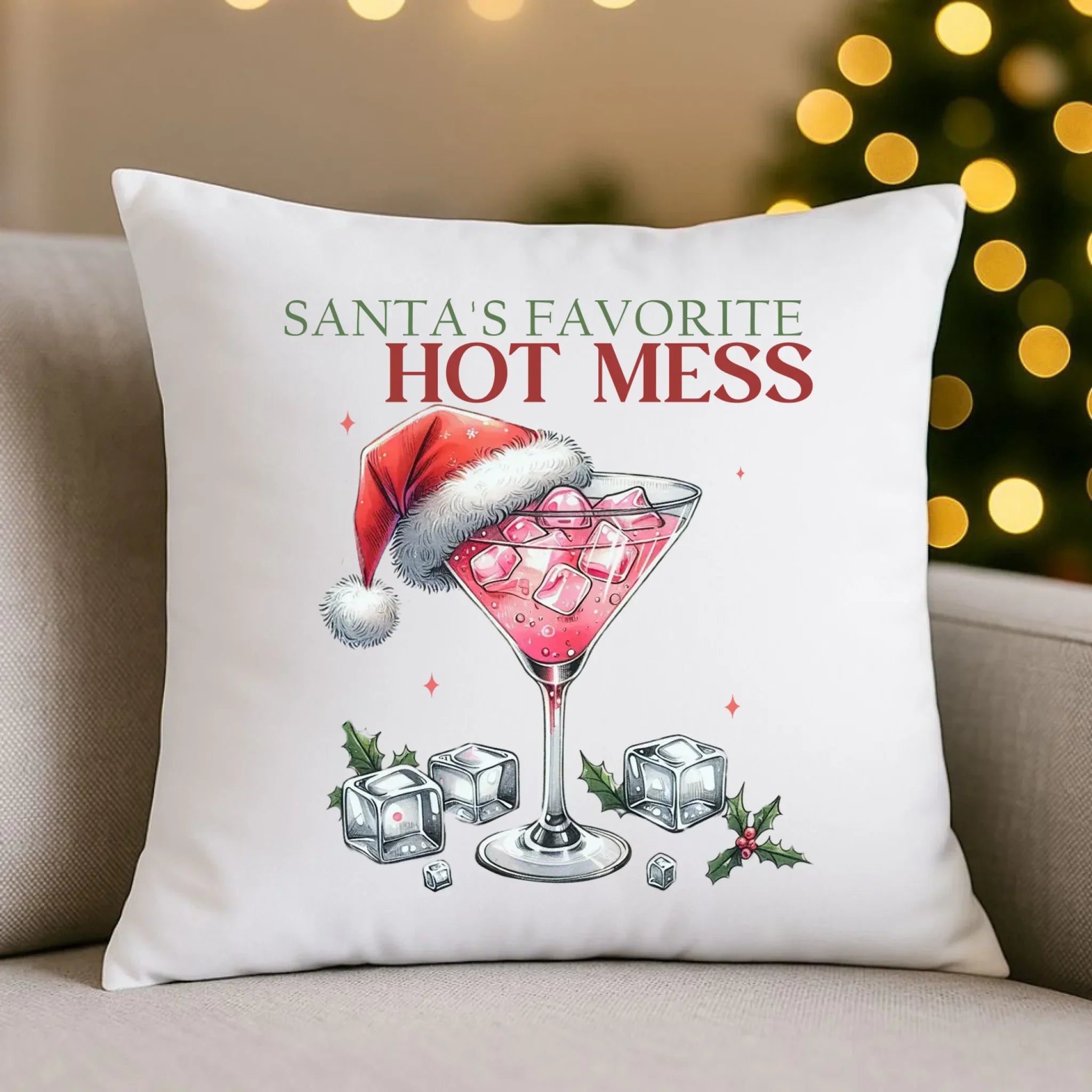 Poduszka świąteczna - Santa's favorite hot mess BN75 - StoryCups.pl