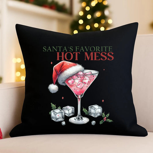 Poduszka dekoracyjna świąteczna - Santa's favorite hot mess BN75 - StoryCups.pl