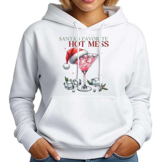Bluza damska z kapturem świąteczna - Santa's favorite hot mess BN75 - StoryCups.pl