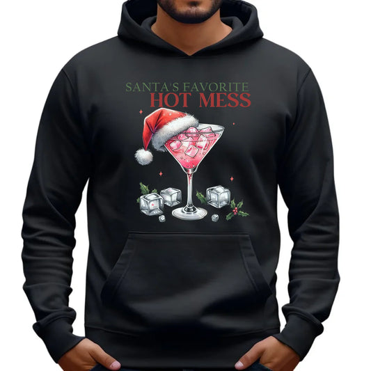 Bluza męska z kapturem świąteczna - Santa's favorite hot mess BN75 - StoryCups.pl