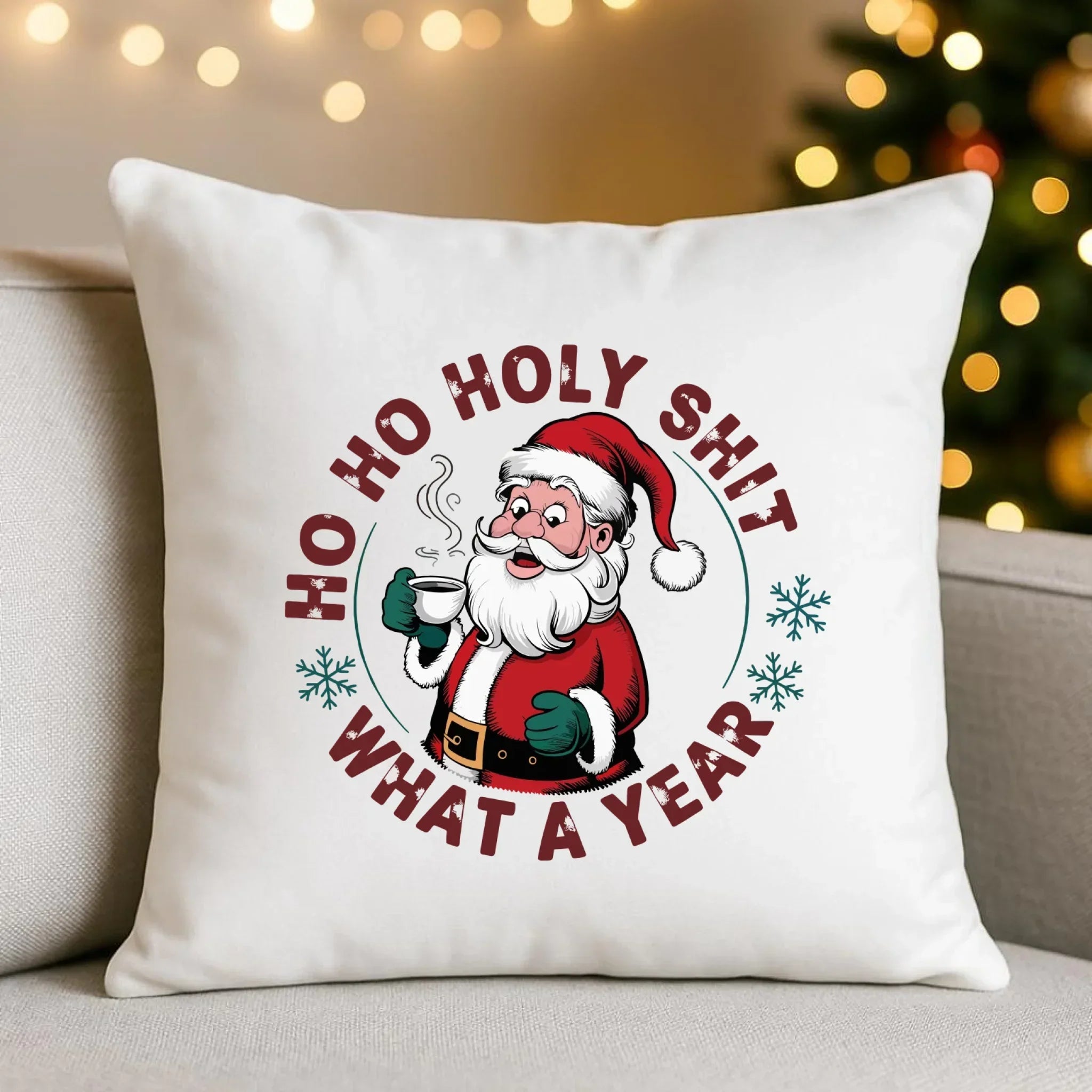 Poduszka świąteczna - Ho ho holy shit what a year BN74 - StoryCups.pl