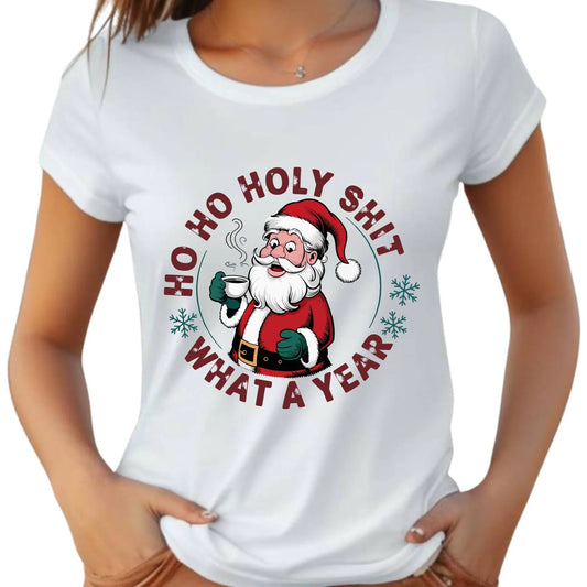 Koszulka damska świąteczna - Ho ho holy shit what a year BN74 - StoryCups.pl