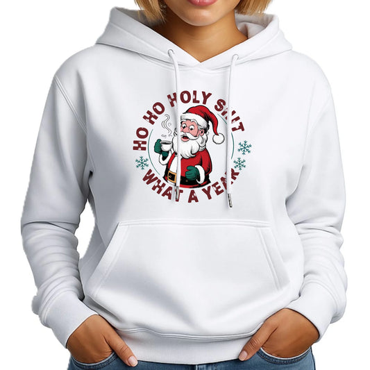 Bluza damska z kapturem świąteczna - Ho ho holy shit what a year BN74 - StoryCups.pl