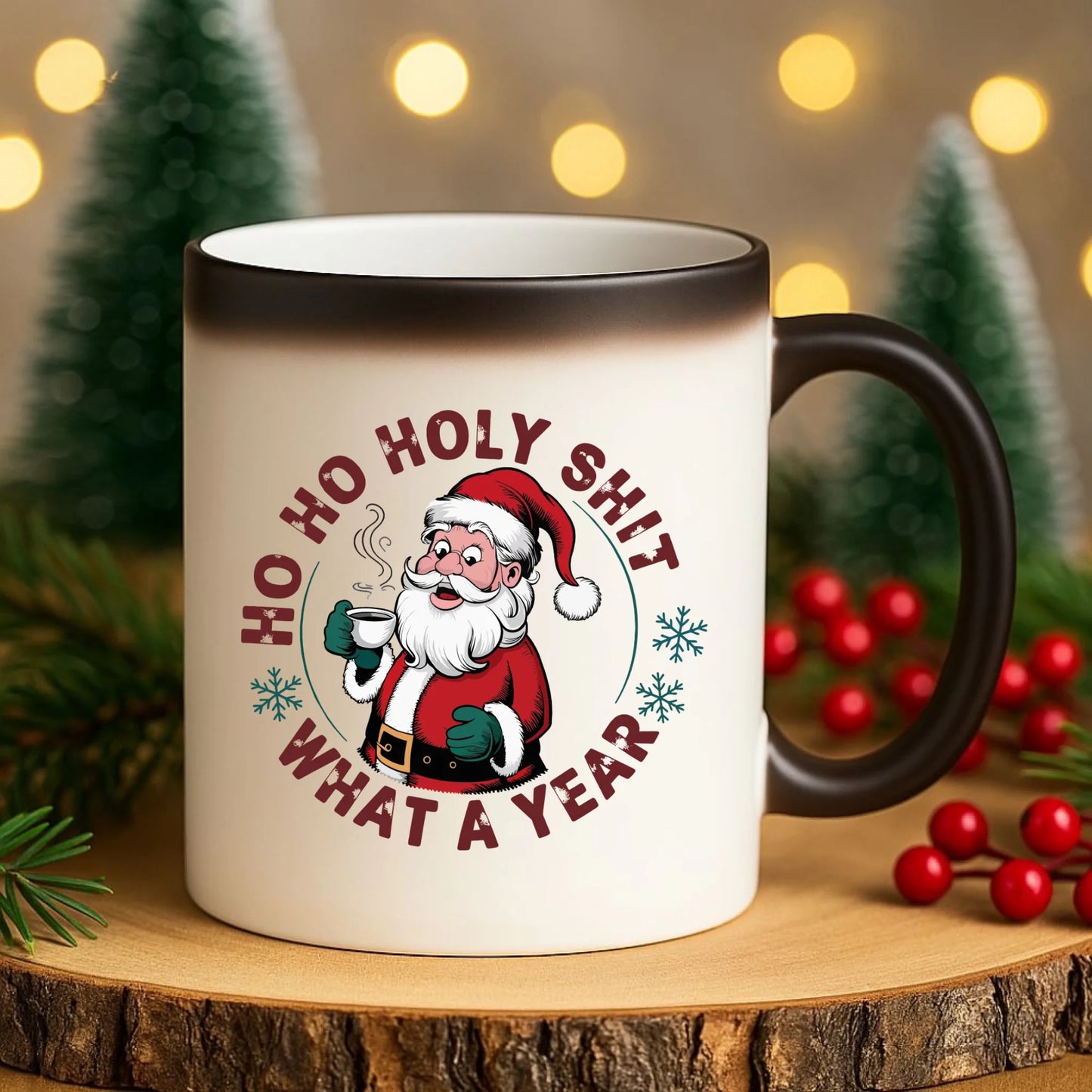 Kubek magiczny świąteczny - Ho ho holy shit what a year BN74 - StoryCups.pl