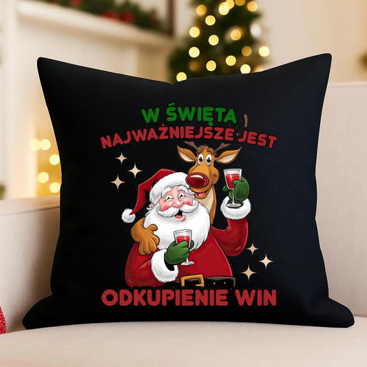 Poduszka dekoracyjna świąteczna - W święta najważniejsze jest odkupienie win BN73 - StoryCups.pl