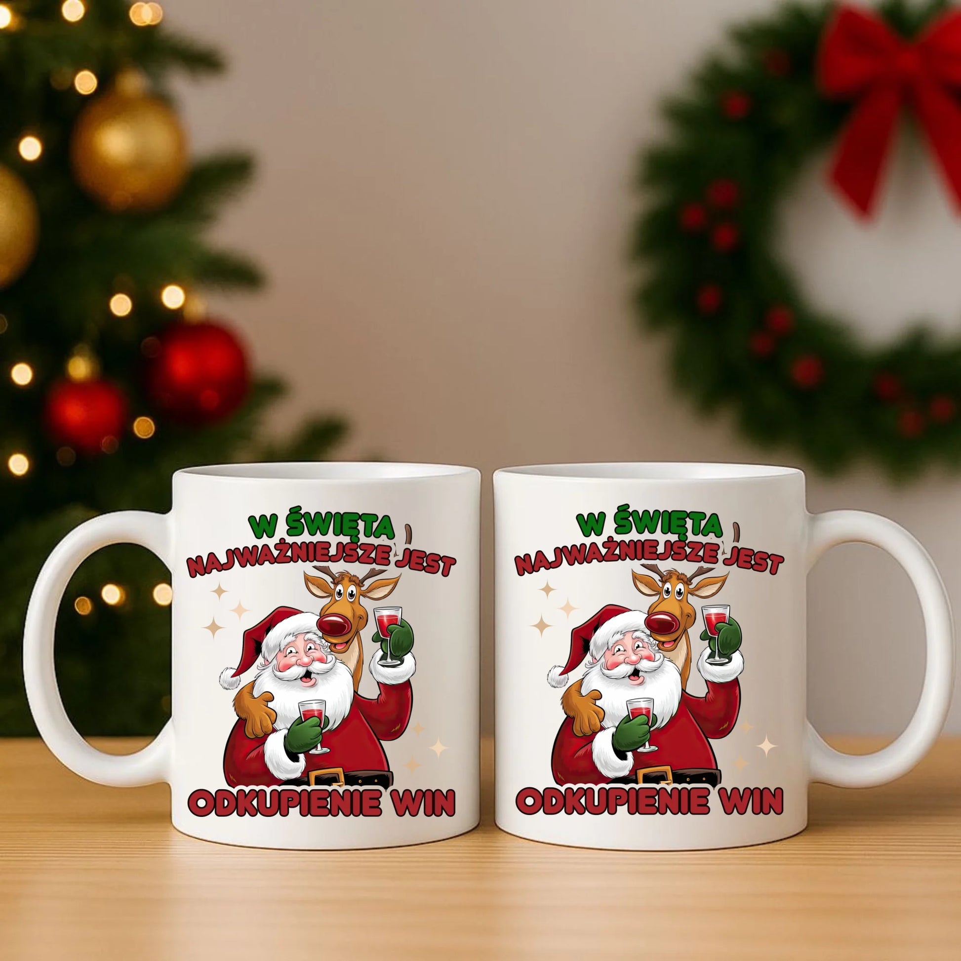 Zestaw poduszka i kubek świąteczny - W święta najważniejsze jest odkupienie win BN73 - StoryCups.pl