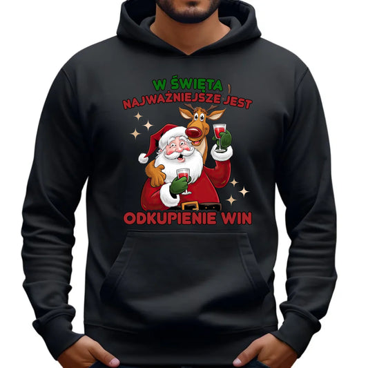 Bluza męska z kapturem świąteczna - W święta najważniejsze jest odkupienie win BN73 - StoryCups.pl