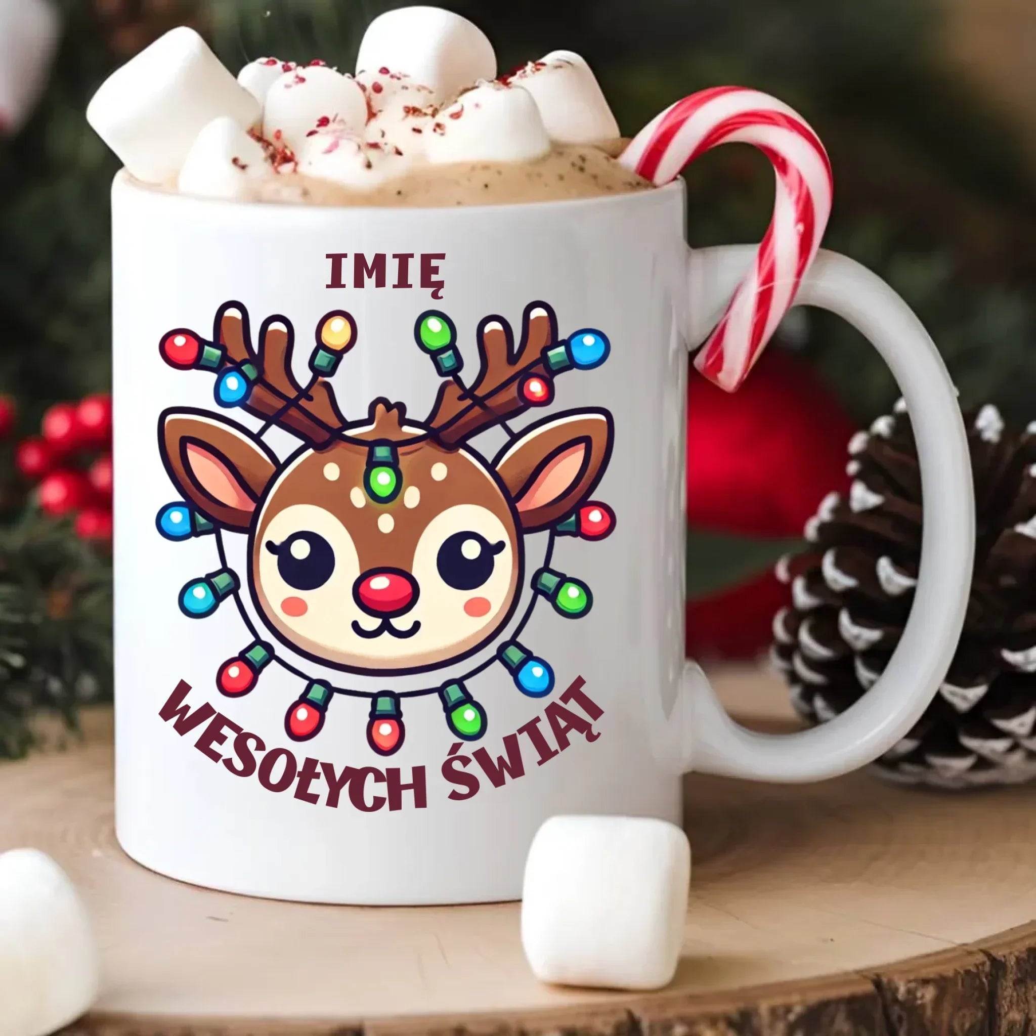 Kubek świąteczny - Renifer Wesołych Świąt - personalizowany BN72 - StoryCups.pl