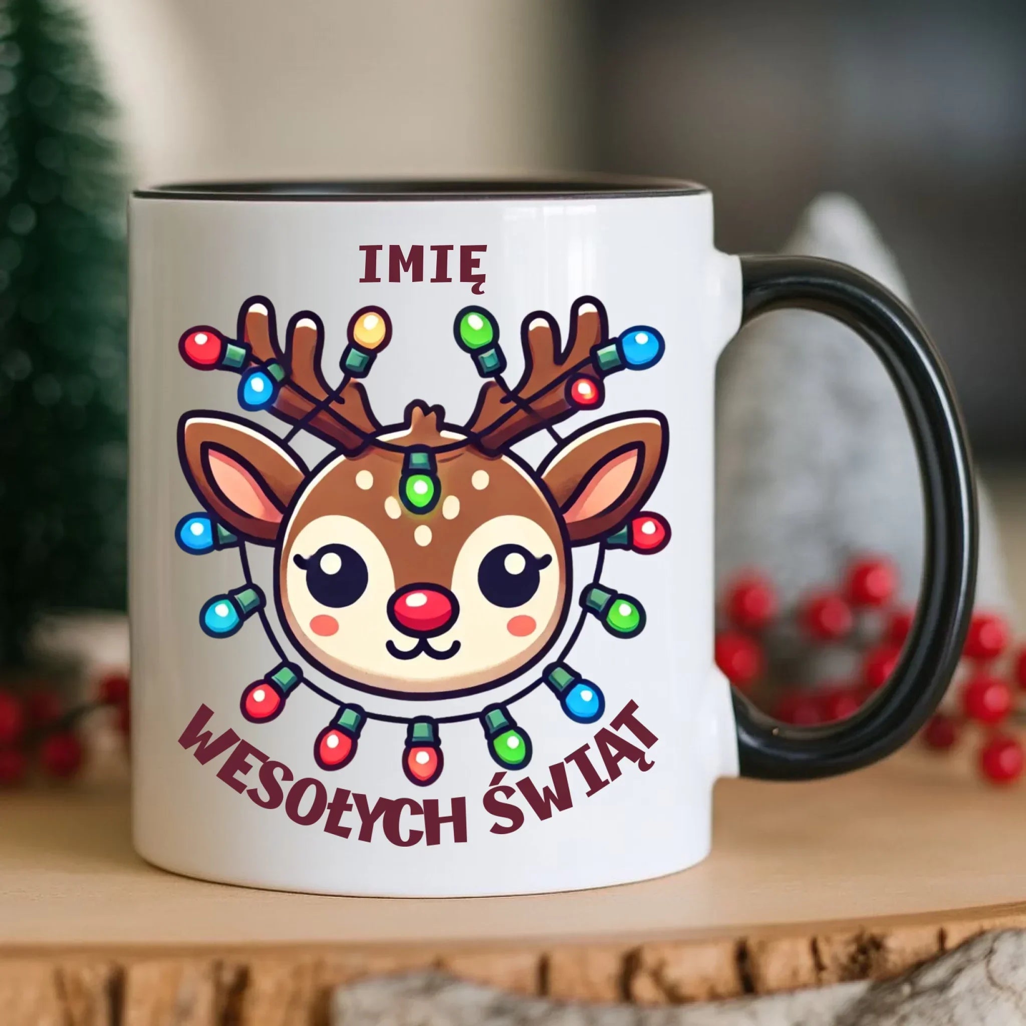 Kubek świąteczny - Renifer Wesołych Świąt - personalizowany BN72 - StoryCups.pl