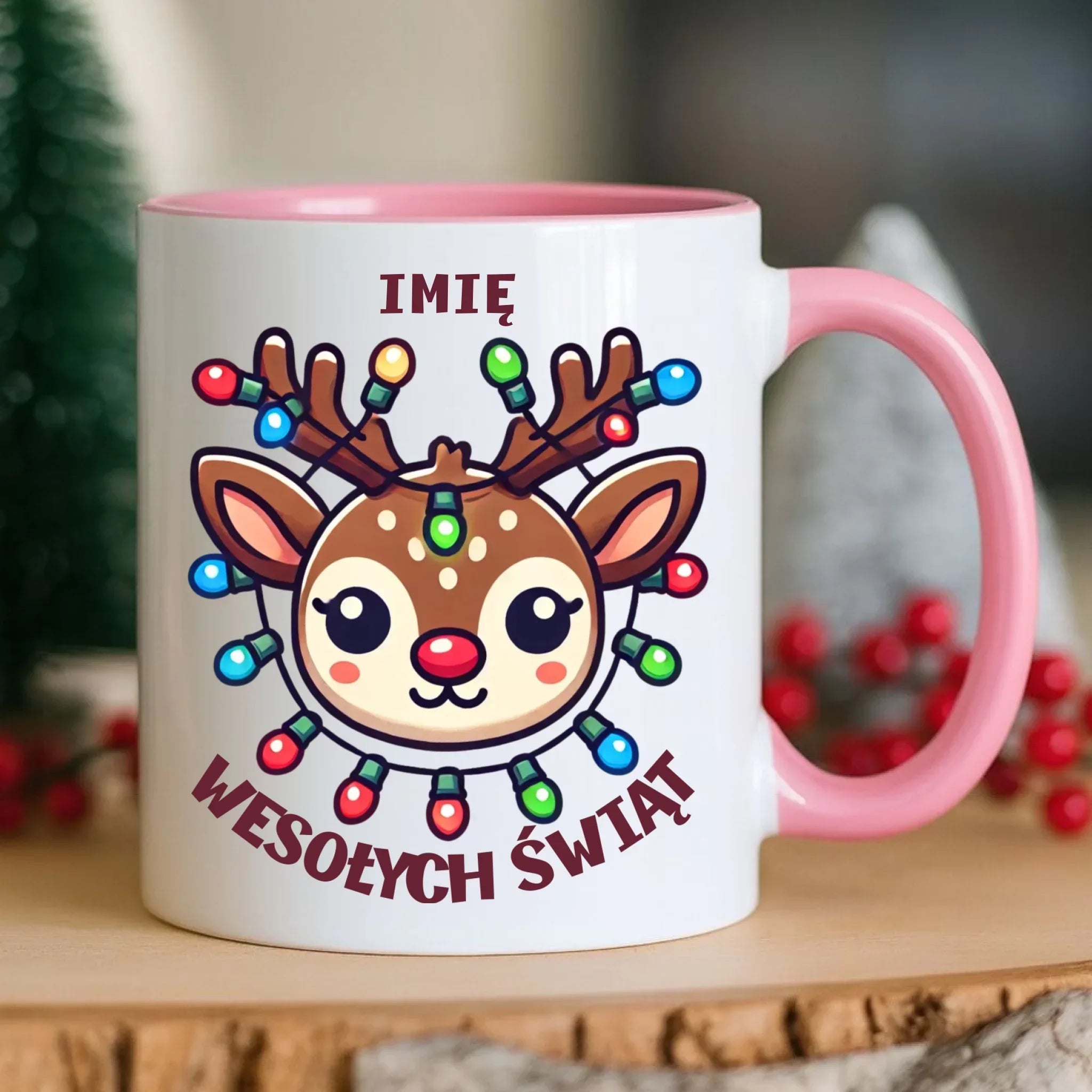 Kubek świąteczny - Renifer Wesołych Świąt - personalizowany BN72 - StoryCups.pl