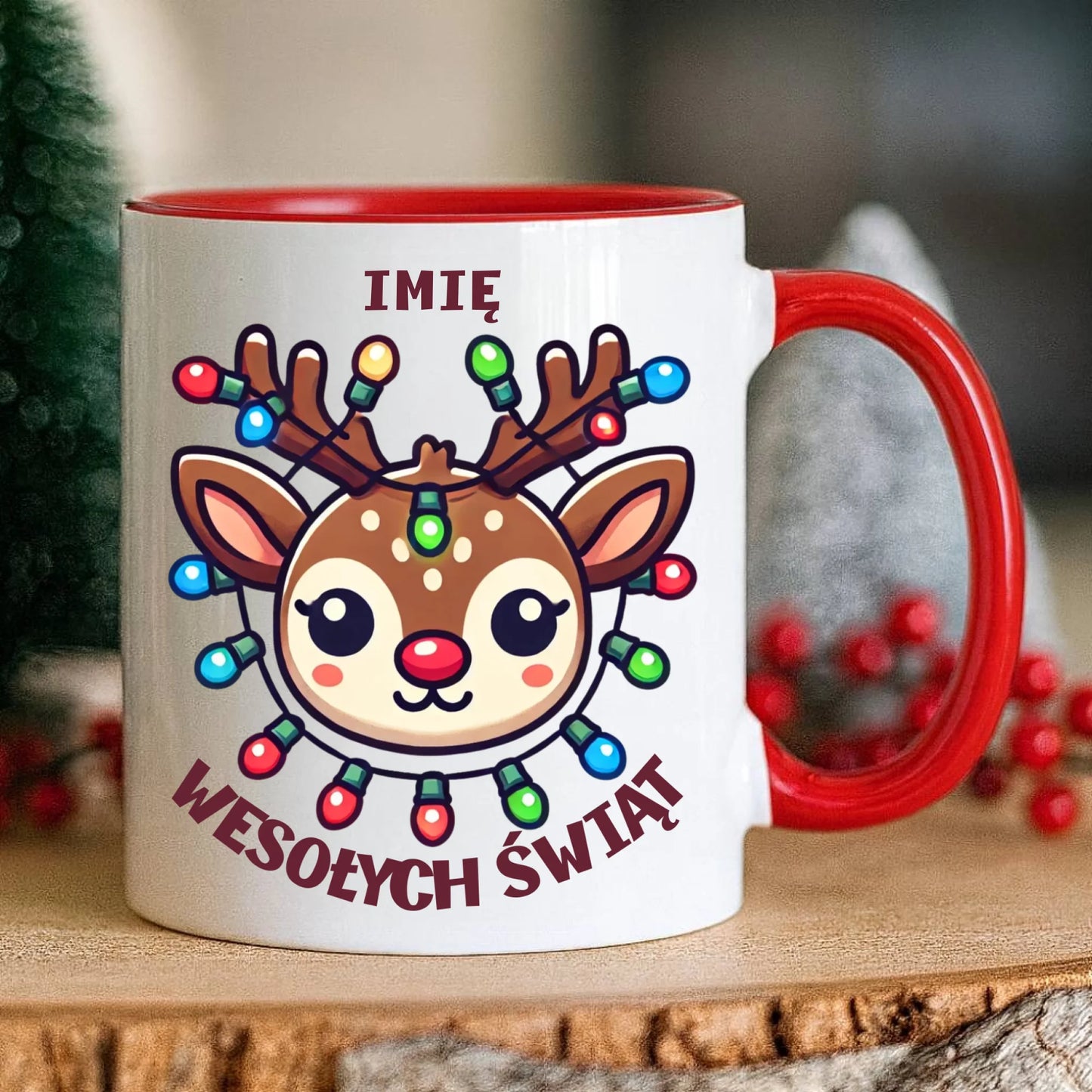 Kubek świąteczny - Renifer Wesołych Świąt - personalizowany BN72