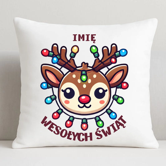 Poduszka świąteczna - Renifer Wesołych Świąt - personalizowana BN72