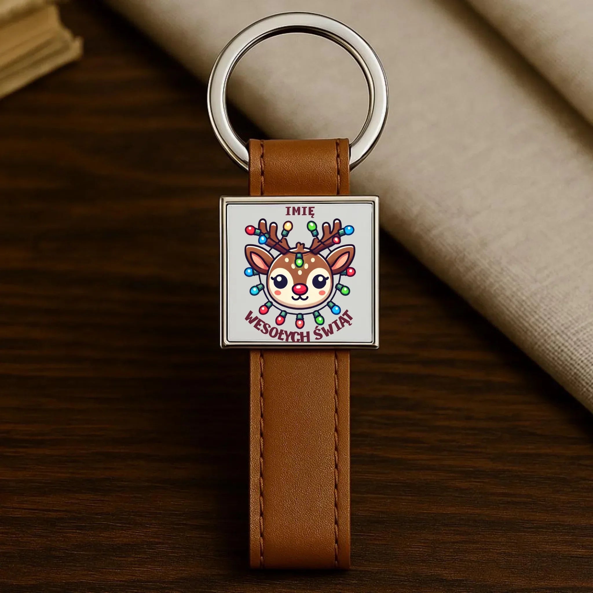 Brelok świąteczny - Renifer Wesołych Świąt - personalizowany BN72 - StoryCups.pl