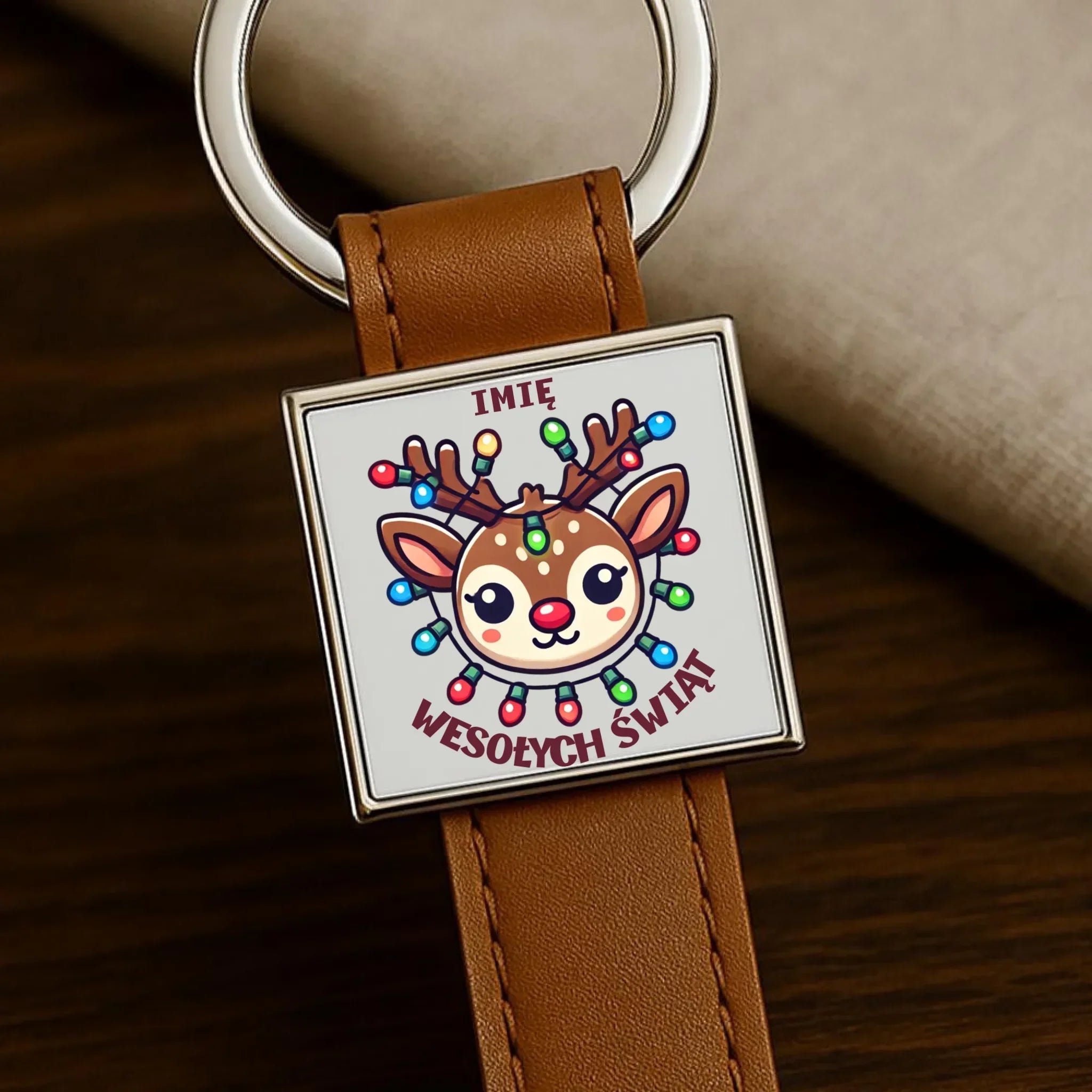 Brelok świąteczny - Renifer Wesołych Świąt - personalizowany BN72 - StoryCups.pl