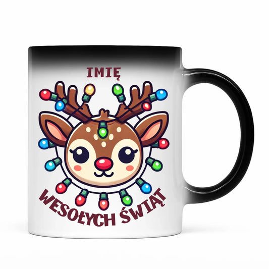 Kubek magiczny świąteczny - Renifer Wesołych Świąt - personalizowana BN72