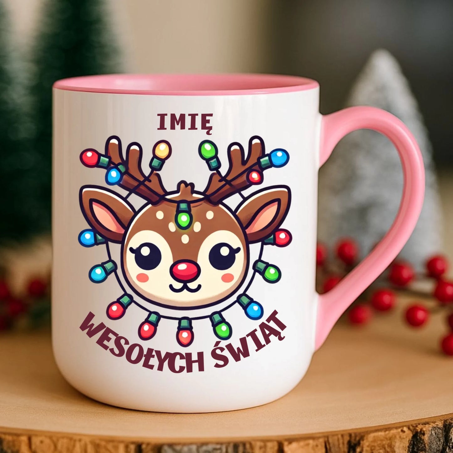 Kubek elegant świąteczny - Renifer Wesołych Świąt - personalizowana BN72