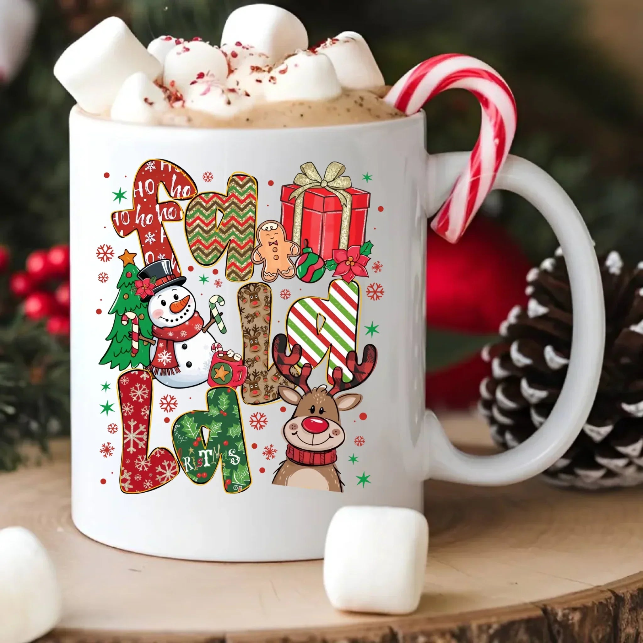 Kubek świąteczny - Fa la la BN71 - StoryCups.pl