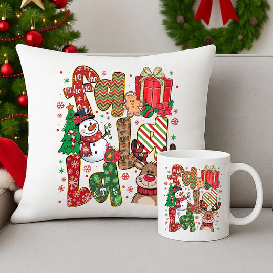 Zestaw poduszka i kubek świąteczny - Fa la la BN71 - StoryCups.pl