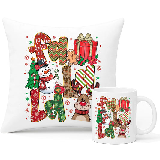 Zestaw poduszka i kubek świąteczny - Fa la la BN71 - StoryCups.pl