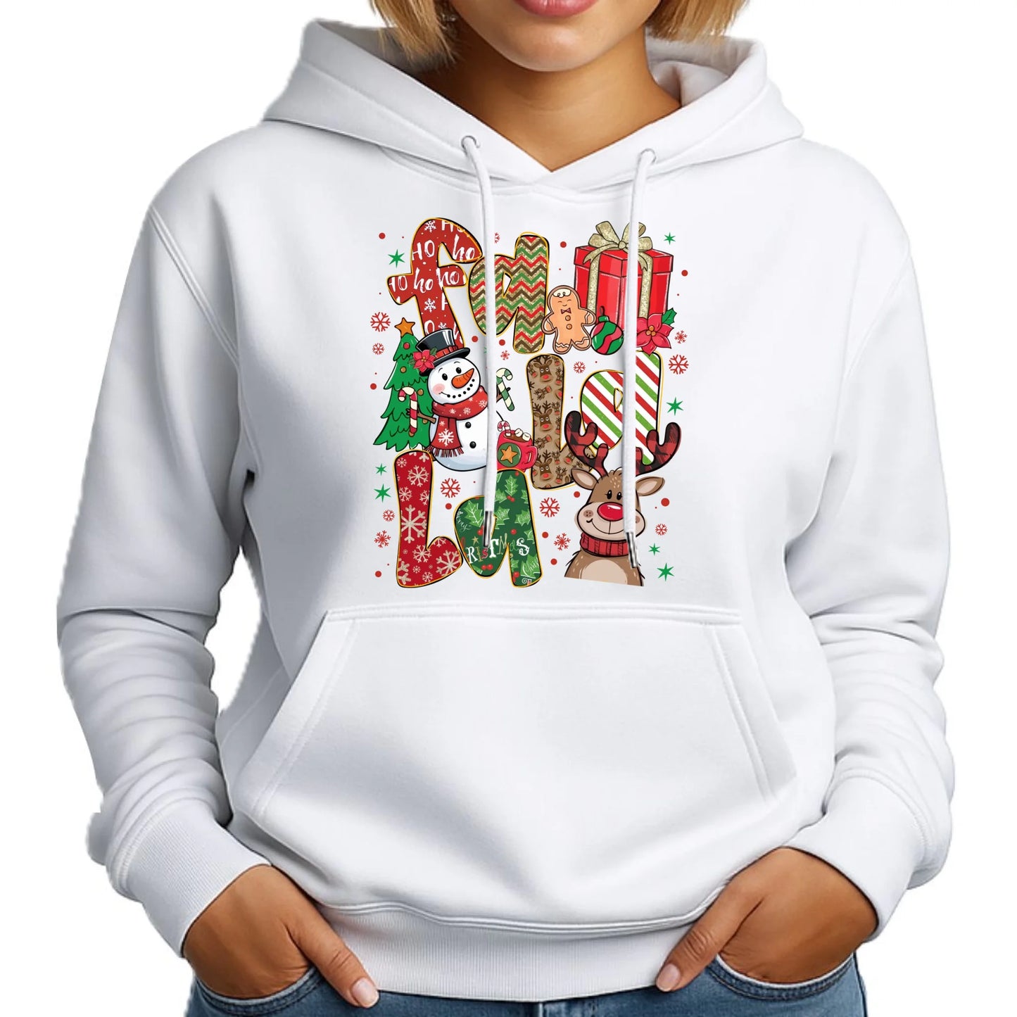 Bluza damska z kapturem świąteczna - Fa la la BN71 - StoryCups.pl