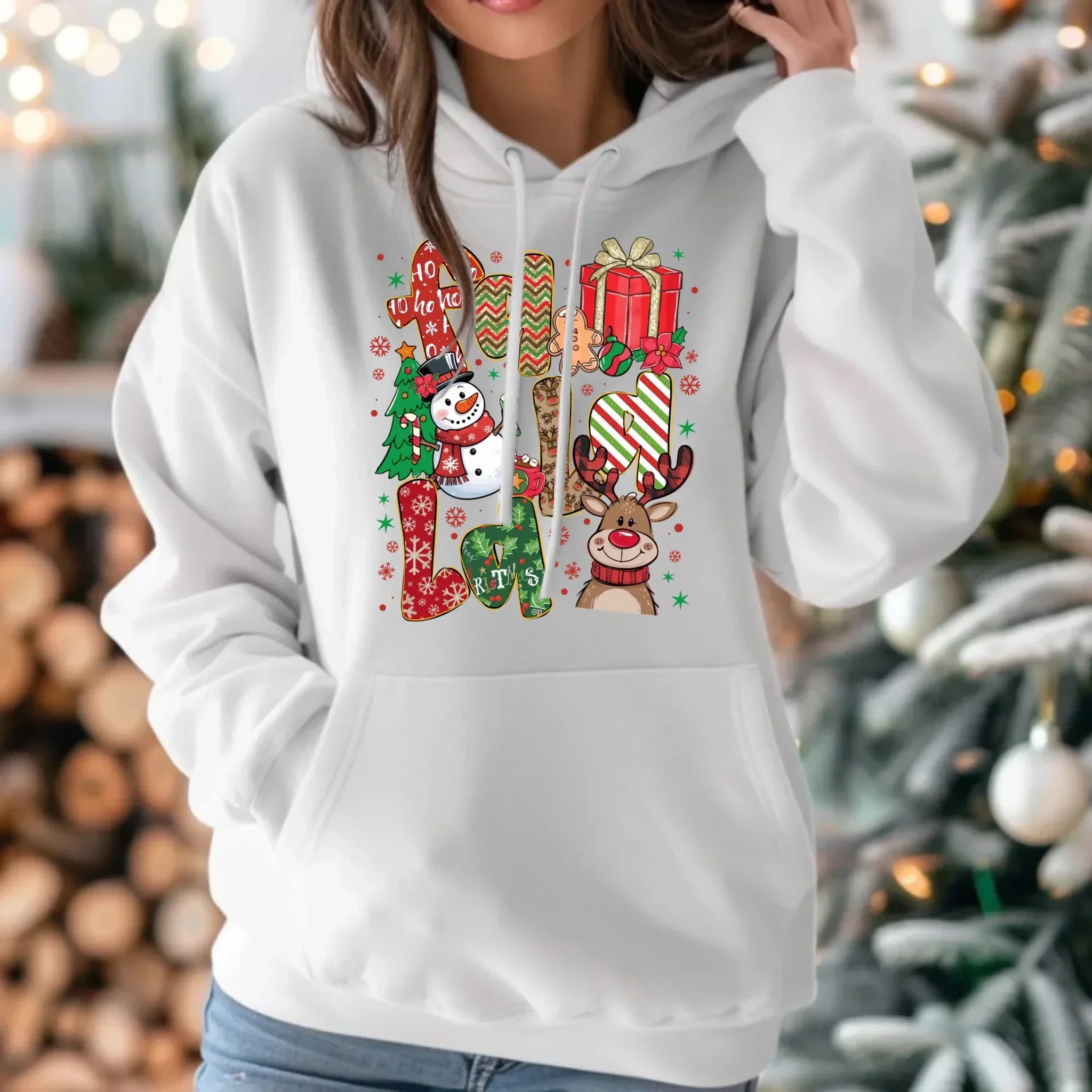 Bluza damska z kapturem świąteczna - Fa la la BN71 - StoryCups.pl