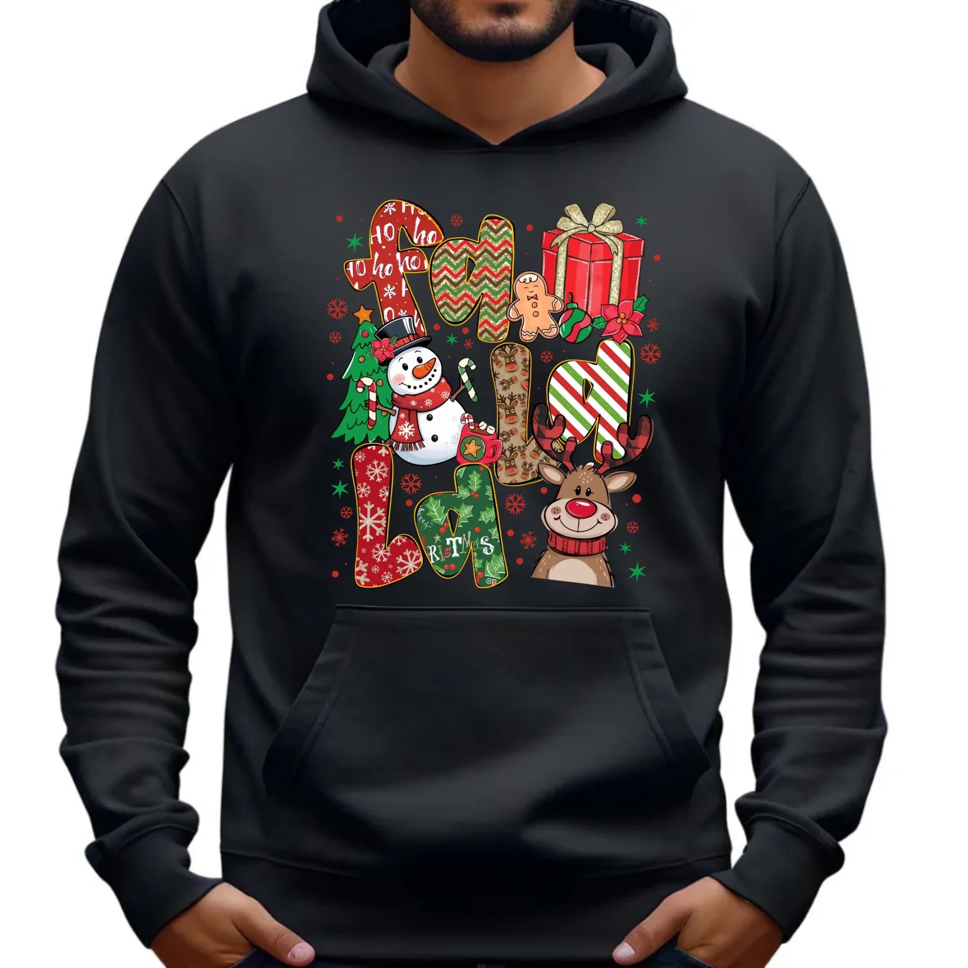 Bluza męska z kapturem świąteczna - Fa la la BN71 - StoryCups.pl