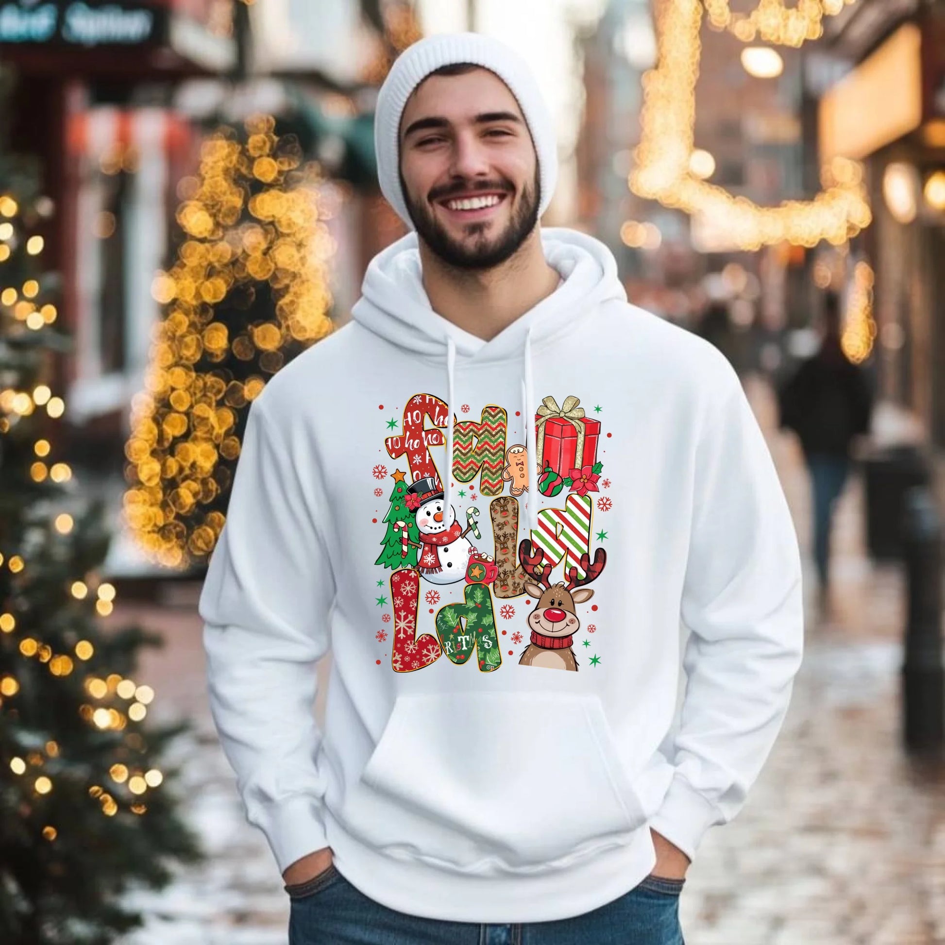 Bluza męska z kapturem świąteczna - Fa la la BN71 - StoryCups.pl