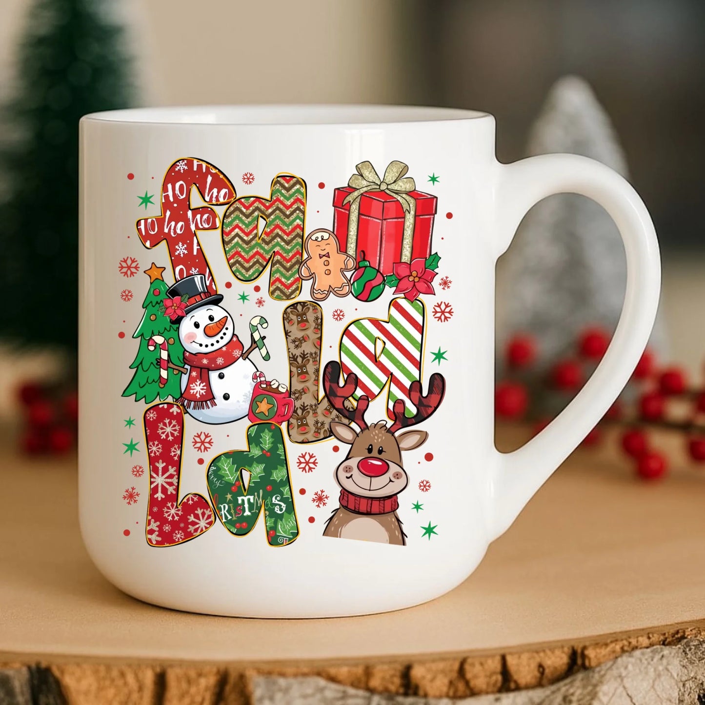 Kubek elegant świąteczny - Fa la la BN71 - StoryCups.pl